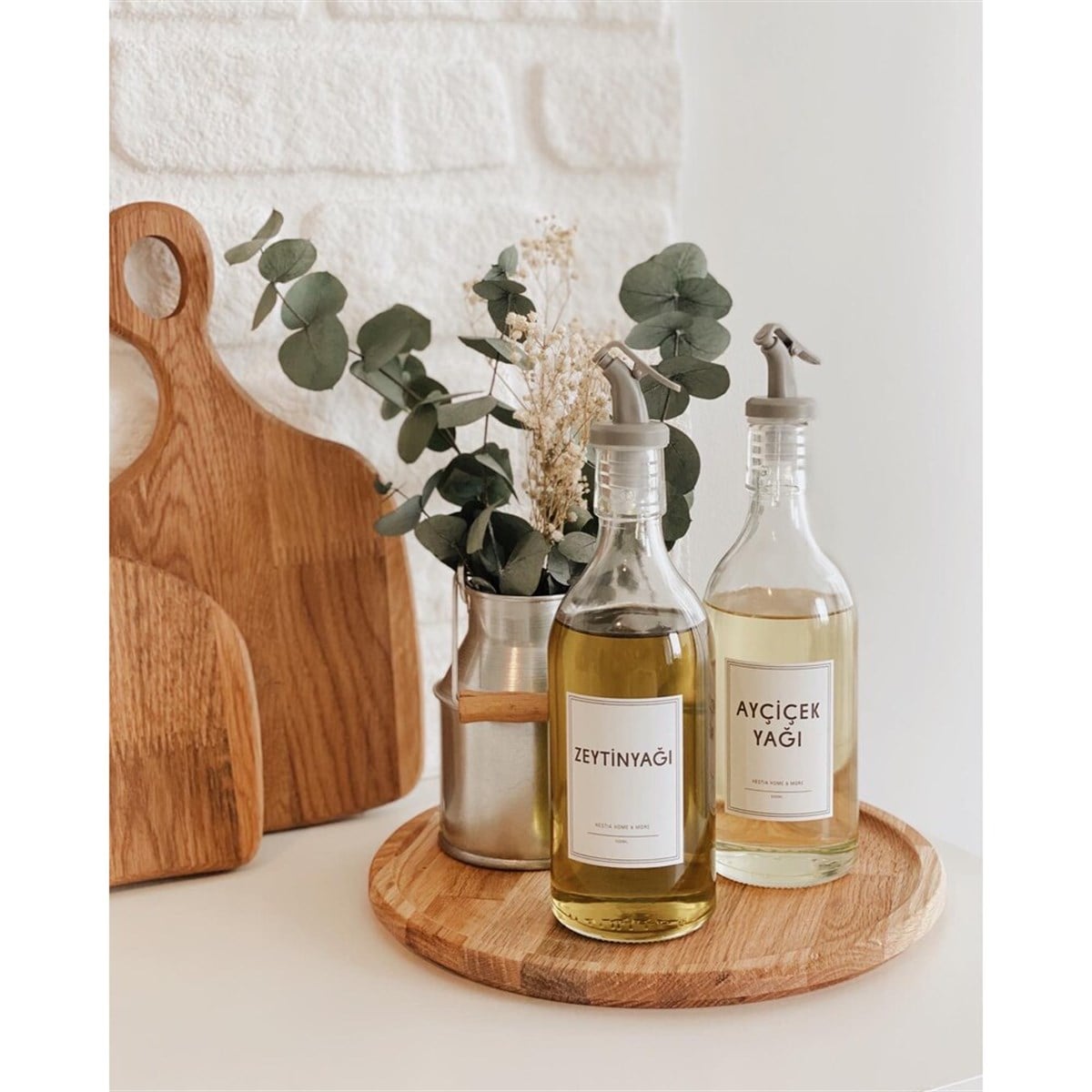 Etiketli Cam Yağdanlık