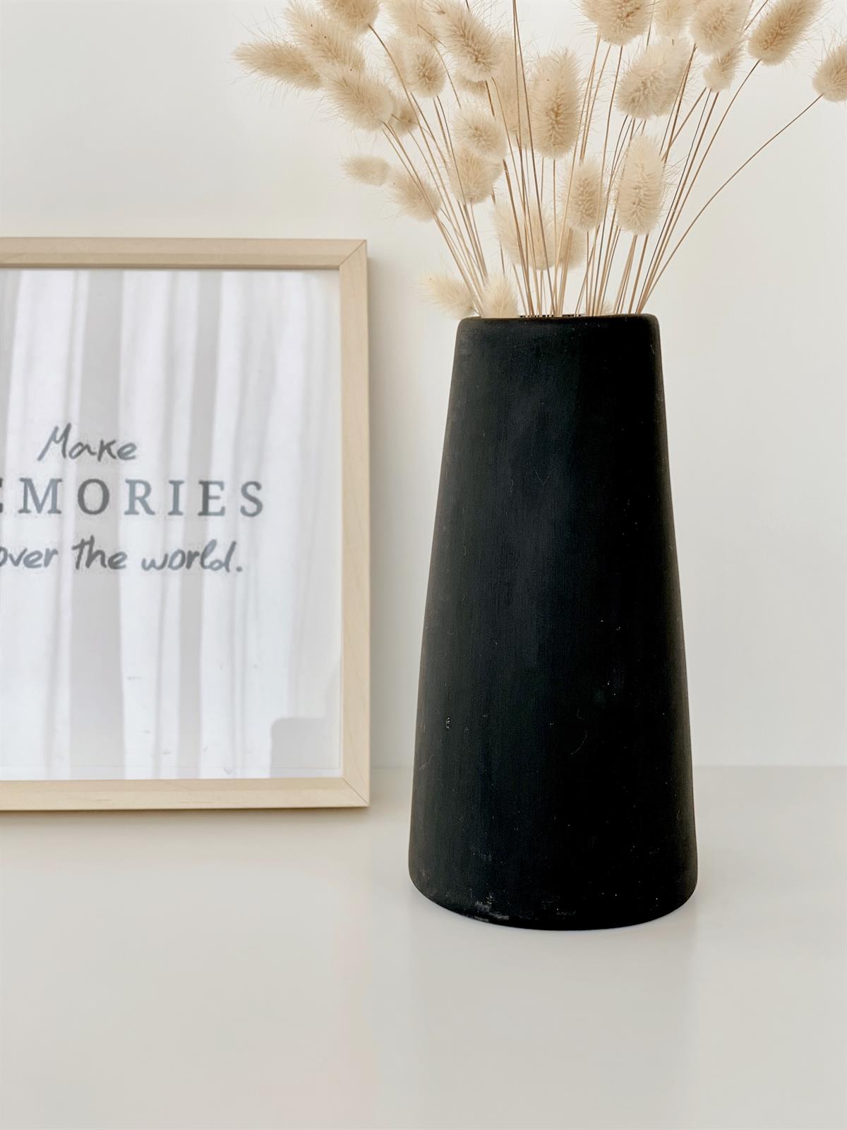 Konik Seramik Vazo Siyah