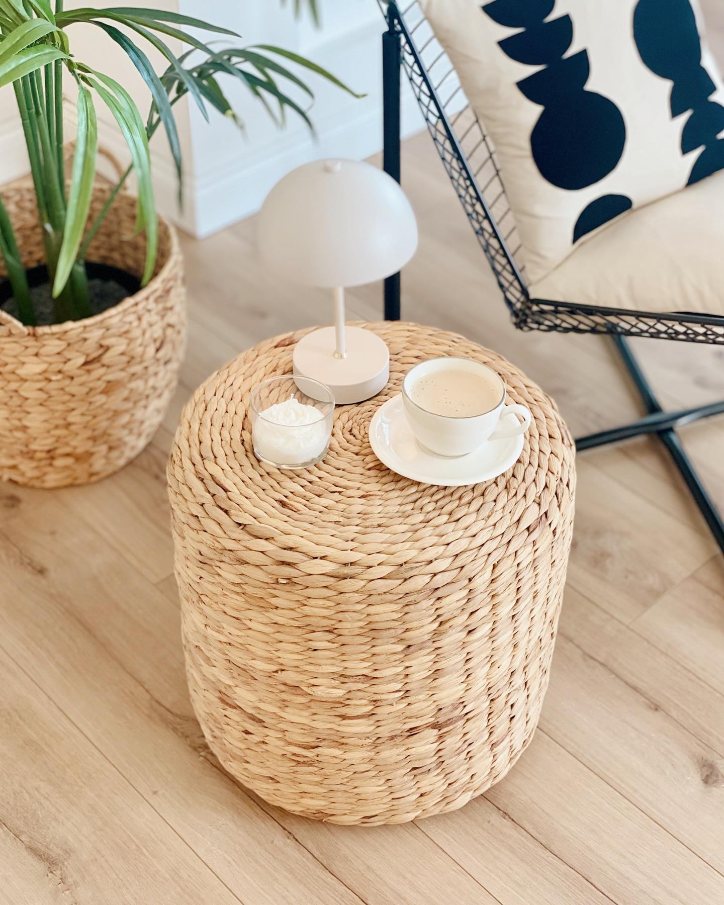 Naturel Hasır Puf Dekoratif Yuvarlak Puf