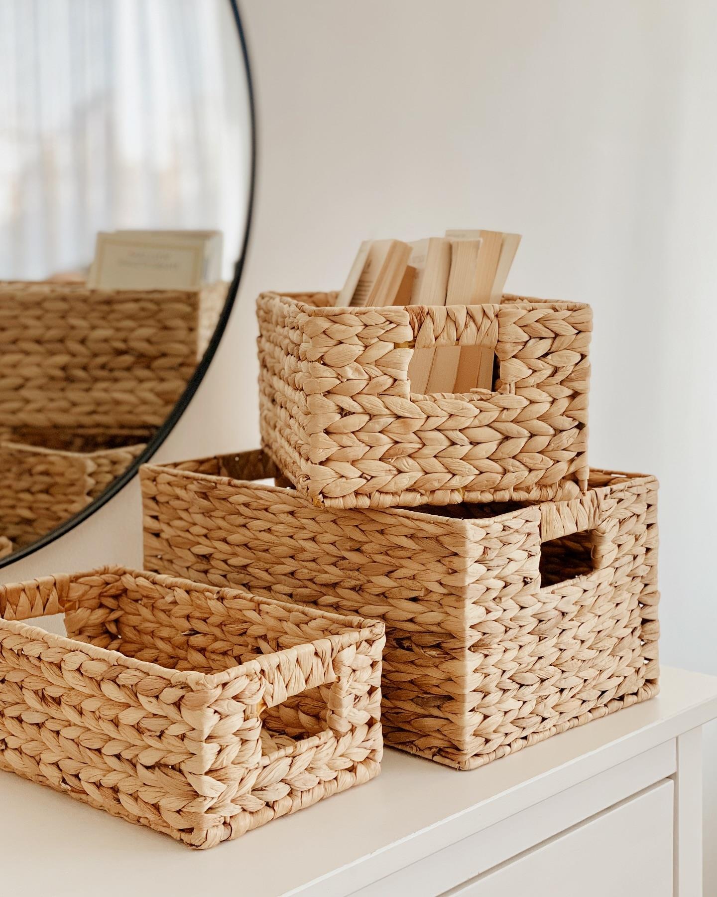 Naturel Hasır Sepet 3'lü Set