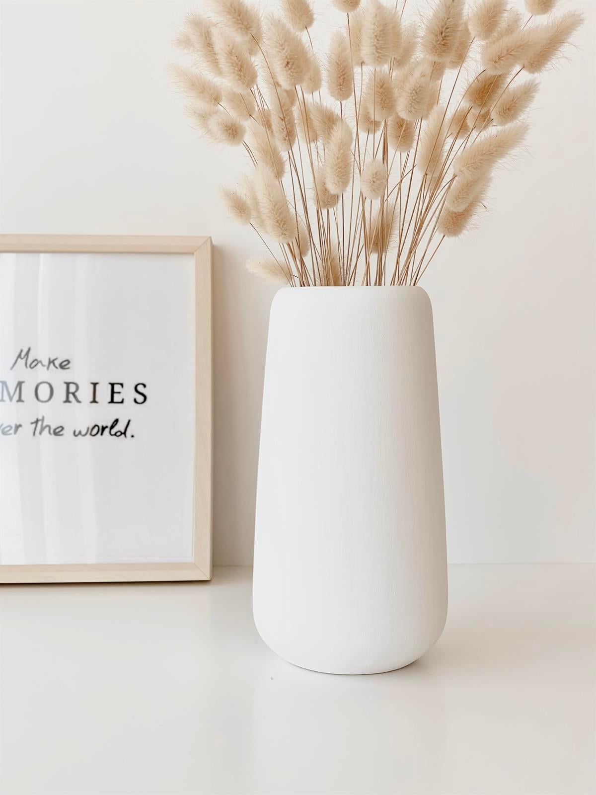 Silindirik Seramik Vazo Beyaz