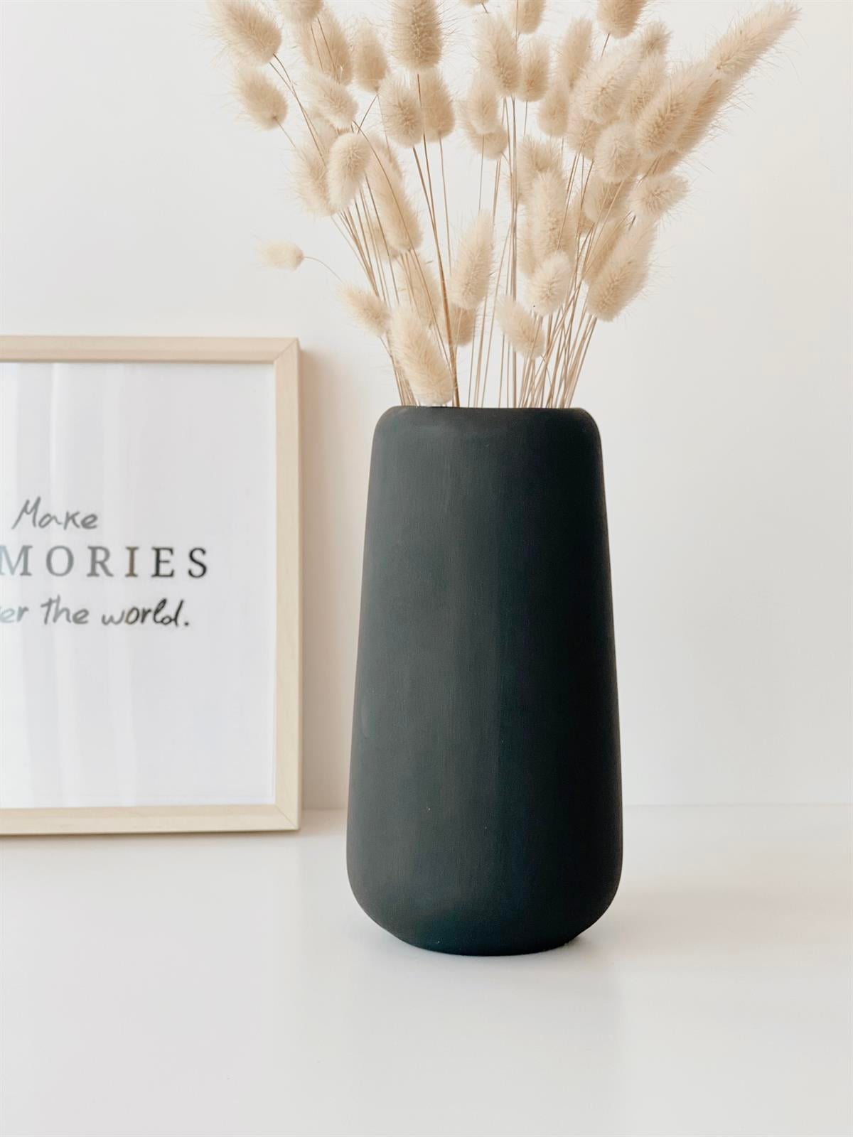 Silindirik Seramik Vazo Siyah