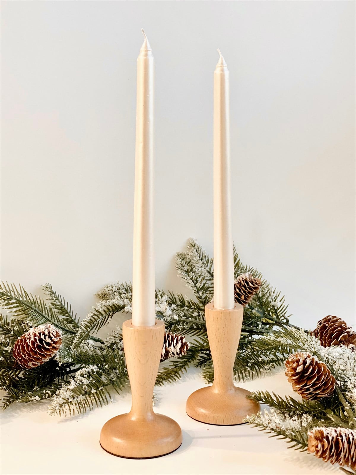 Yılbaşı 2'li Şamdan Mumu Krem