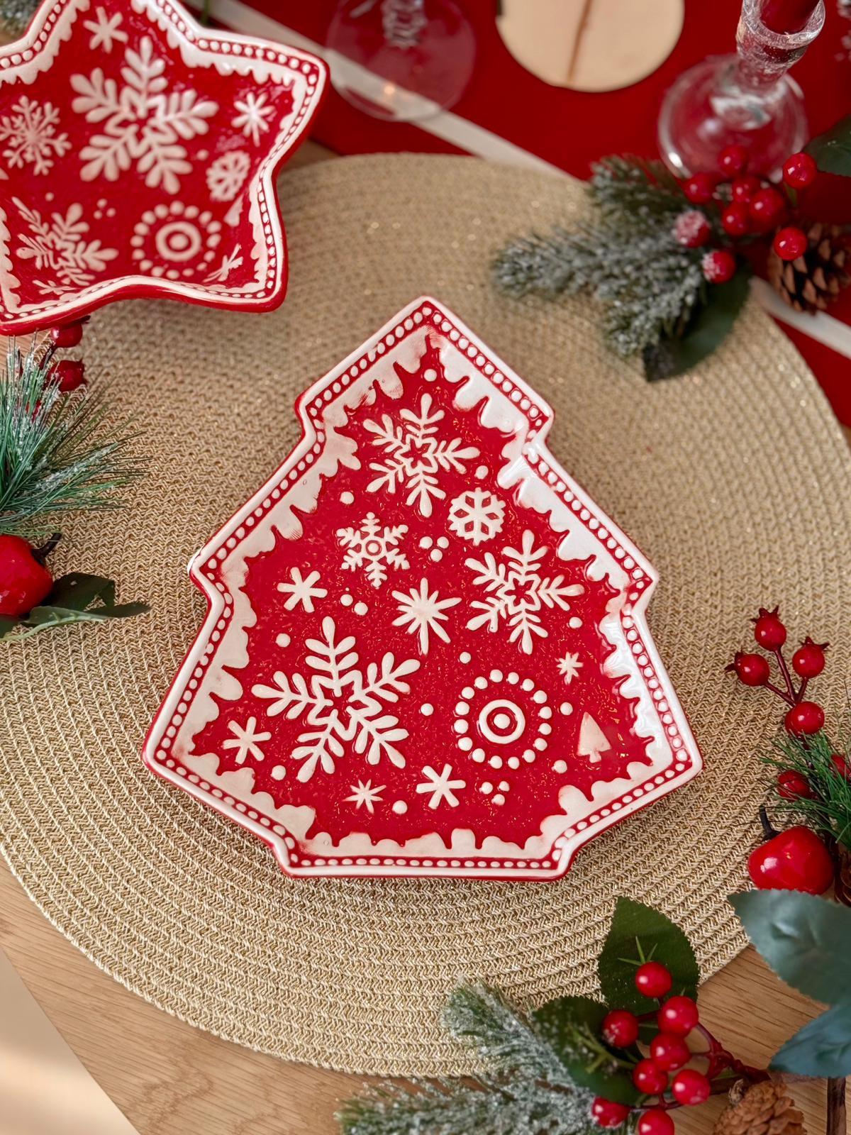 Yılbaşı Çam Ağacı Formlu Seramik Tabak