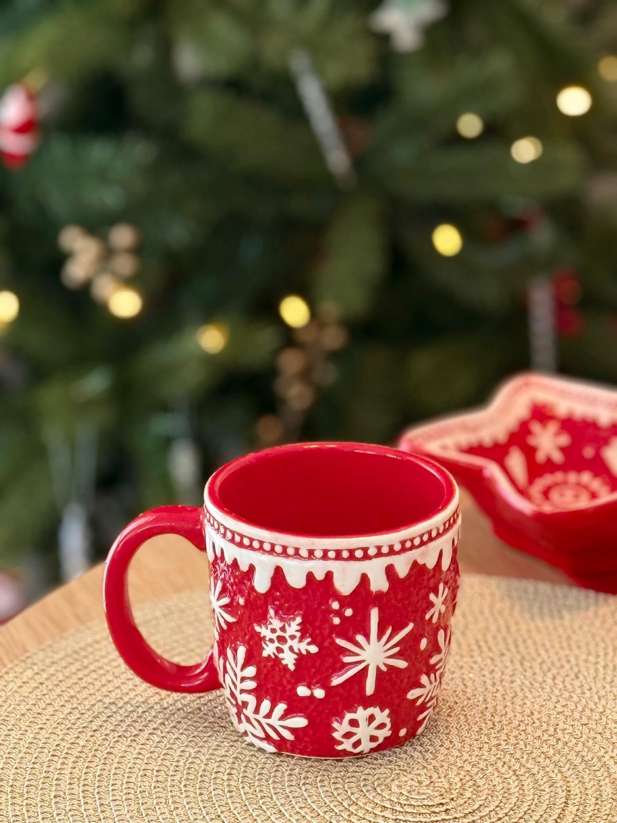 Yılbaşı Kırmızı Seramik Kupa 400 ml