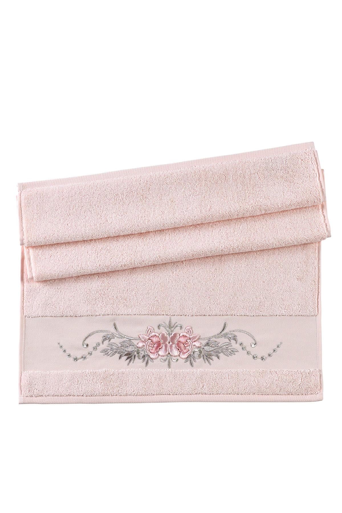 Eva Penye Nakışlı 50*90 Tek El Havlusu (Kutulu) Tomurcuk Desen -Pembe
