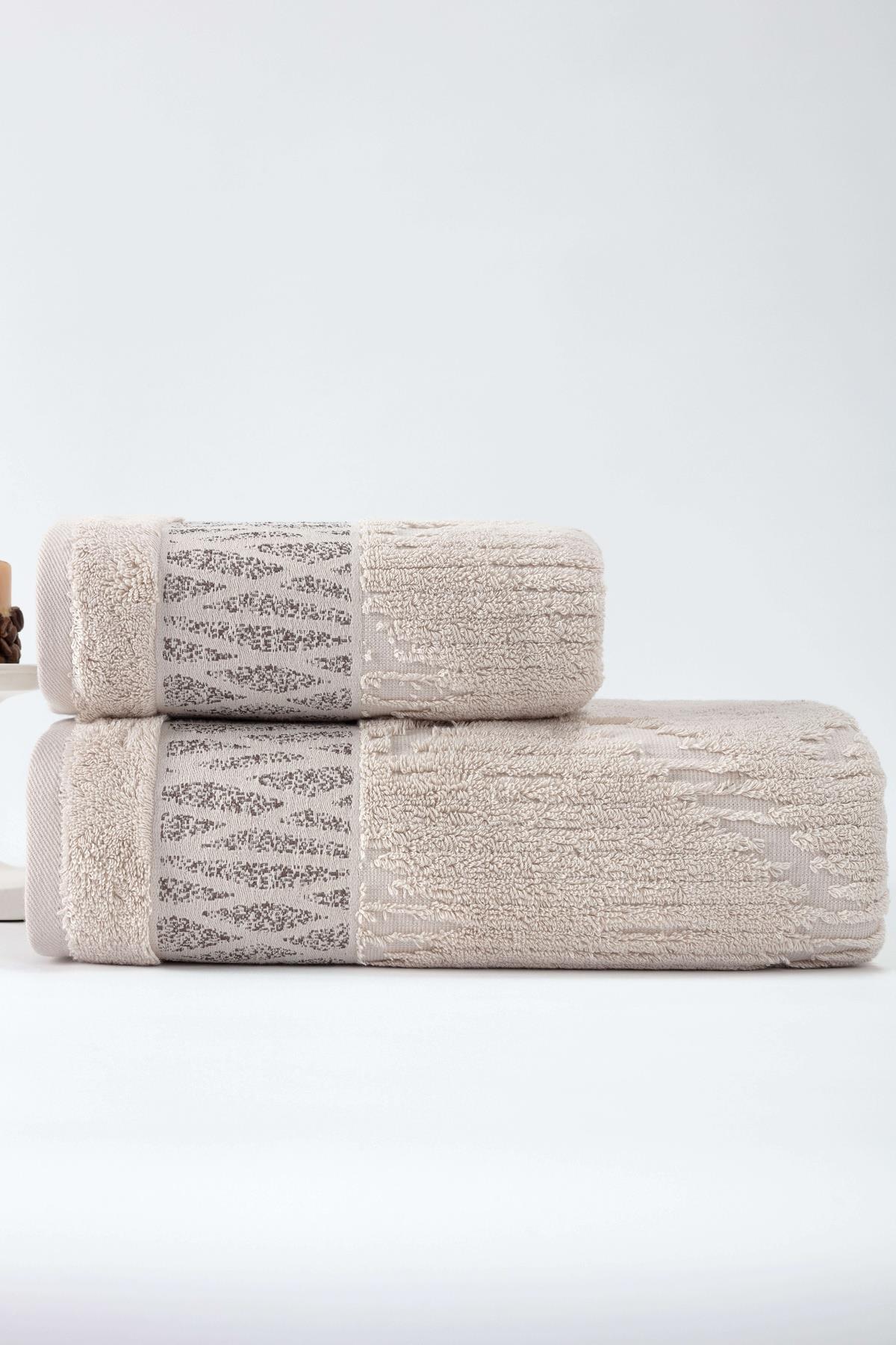 Meridyen Penye  2'Li Banyo Havlu Seti (50*90+70*140) - Somon