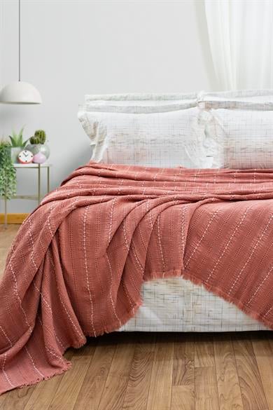 Uniq 4 Parça Çift Kişilik Pike Takımı - Kiremit