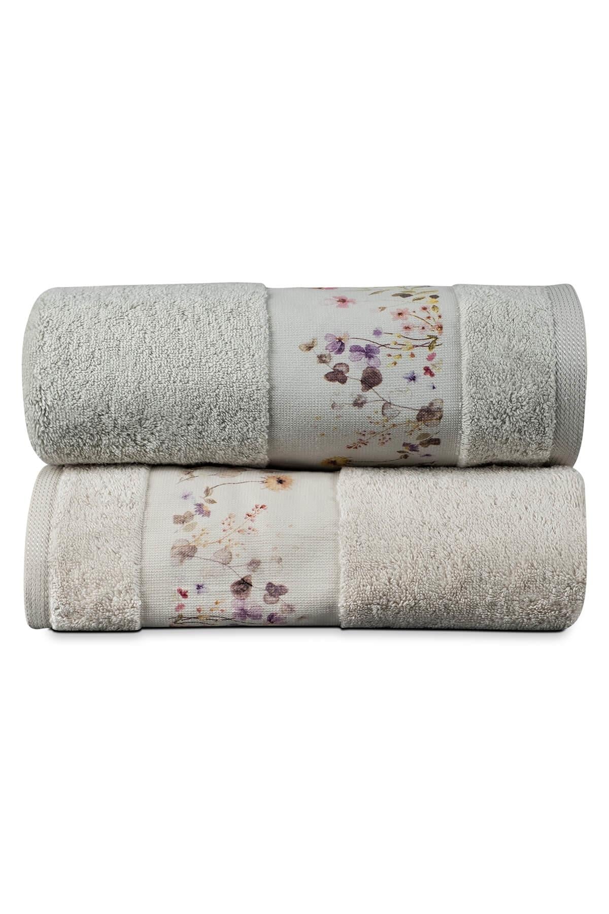 Camelya 50*90 Penye 2'Li Yüz Havlusu - Yeşil-Gri