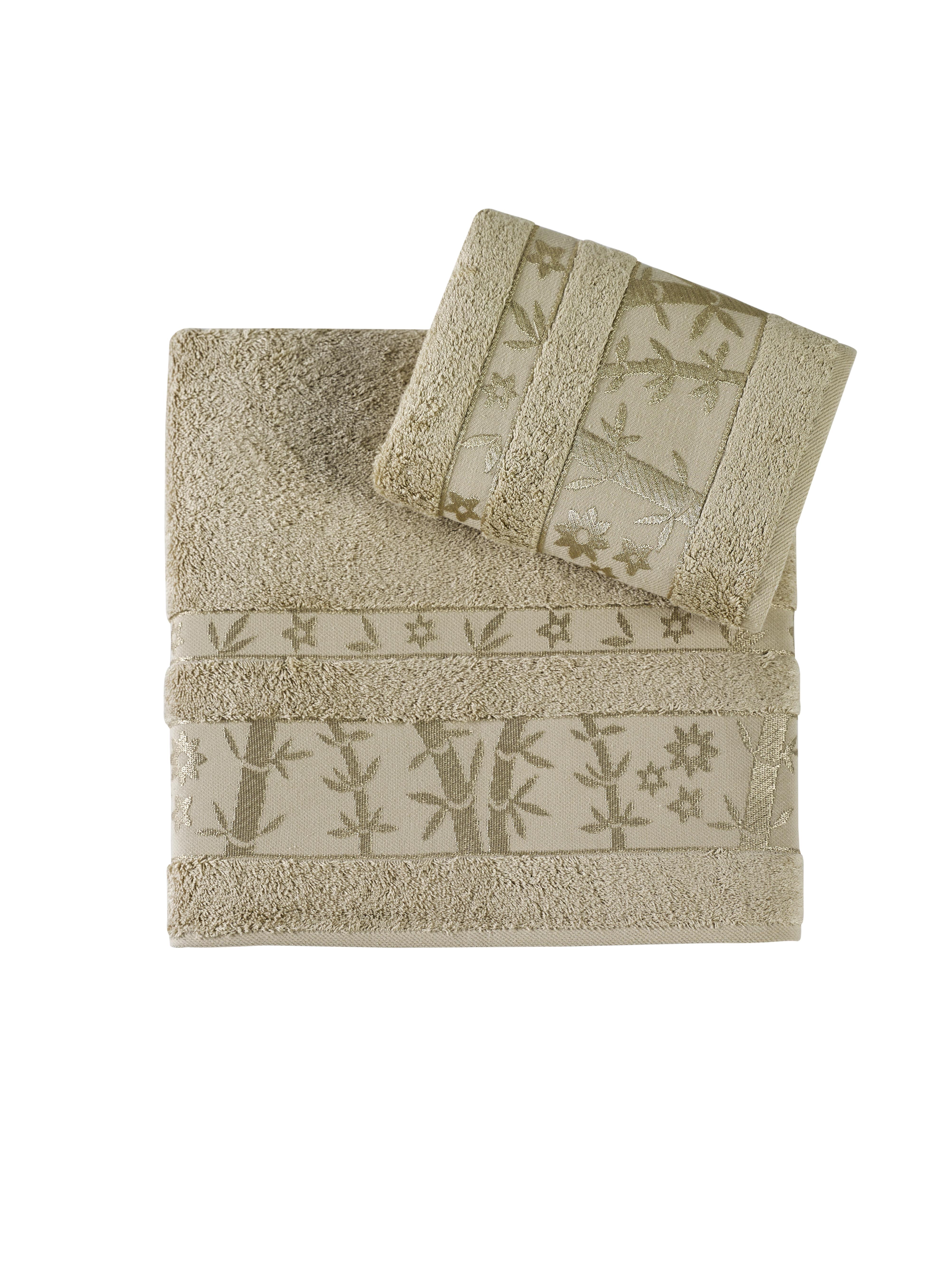 Elit Pastel Bambu 2'Li Banyo Havlu Seti (50*90+70*140) - Kahve