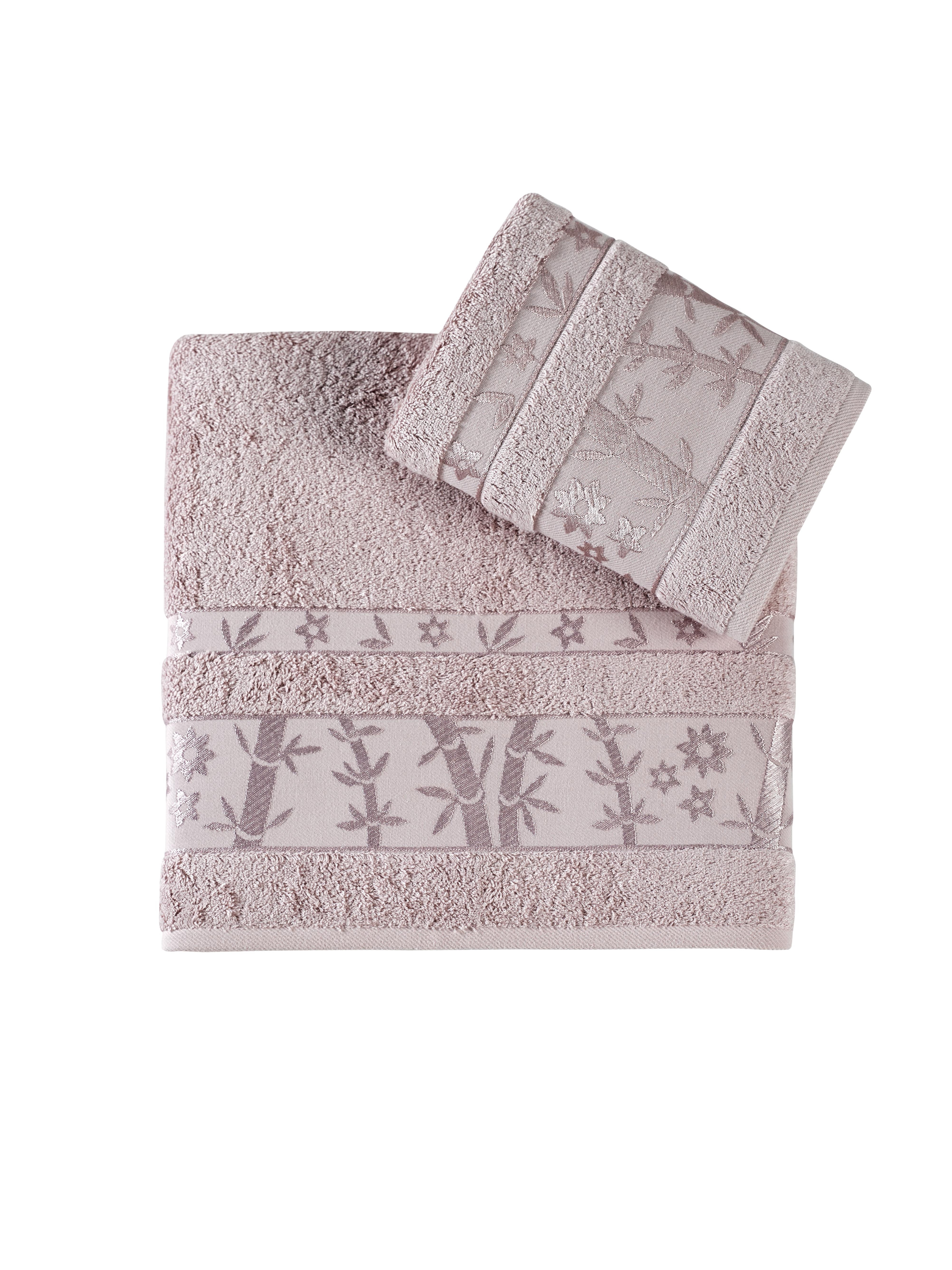 Elit Pastel Bambu 2'Li Banyo Havlu Seti (50*90+70*140) - Lila