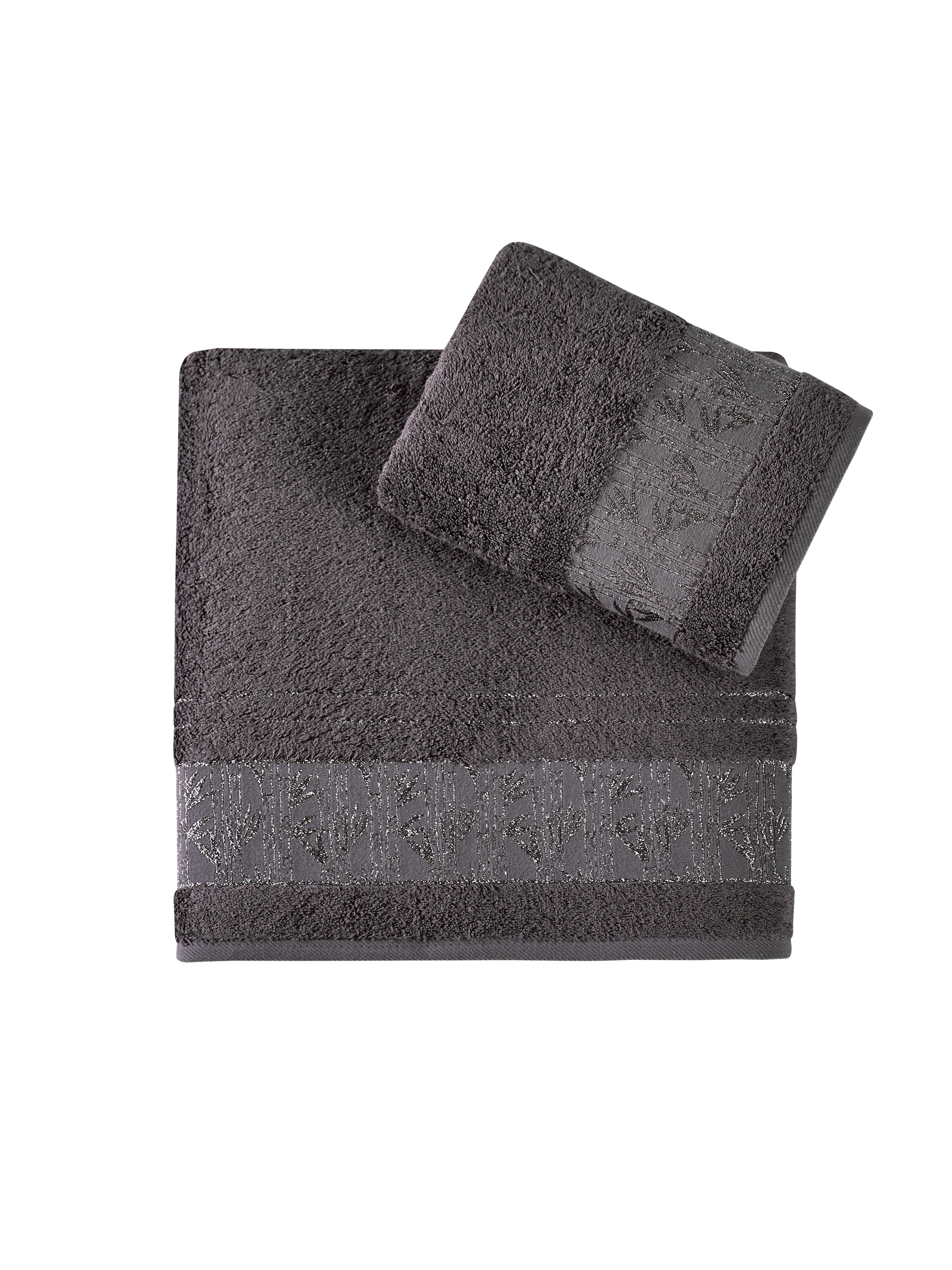 Kristal Bambu 2'Li Banyo Havlu Seti (50*90+70*140) - Mor