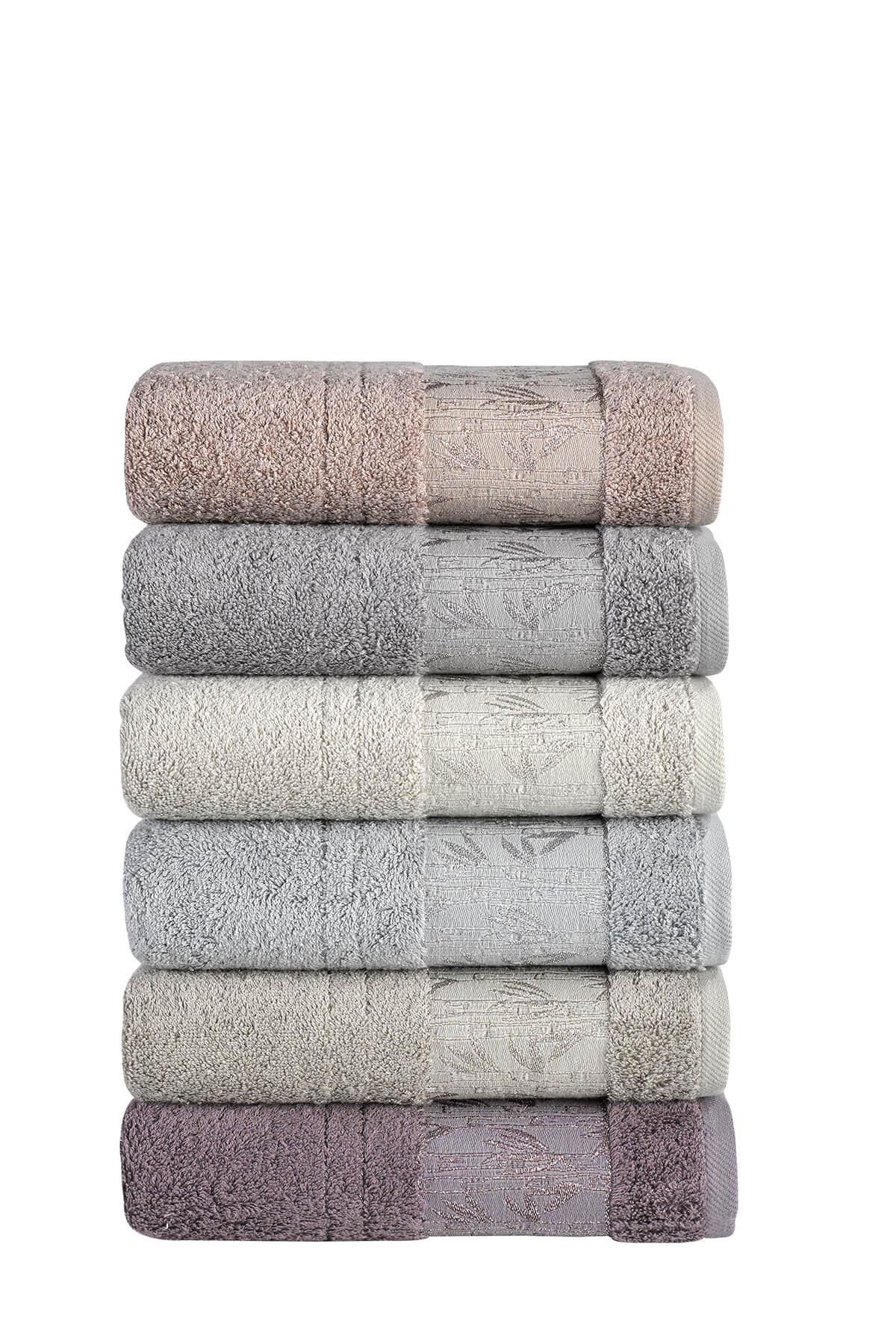 Kristal Bambu 50*90 6'Lı Yüz Havlusu - Asorti