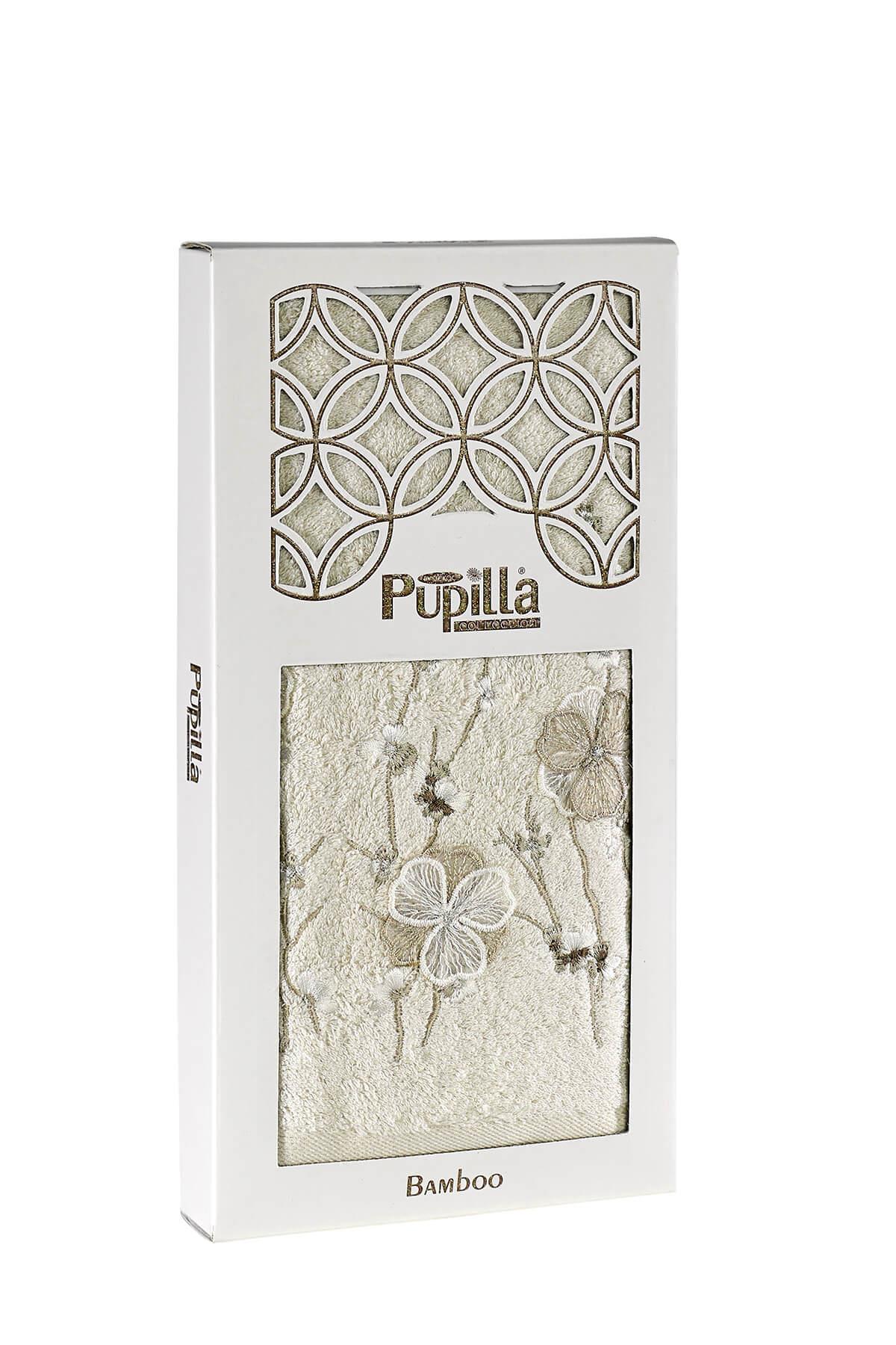 Lizaro Bambu 3 Boyutlu Nakışlı Yüz Havlusu-Bej | Pupilla Coll.