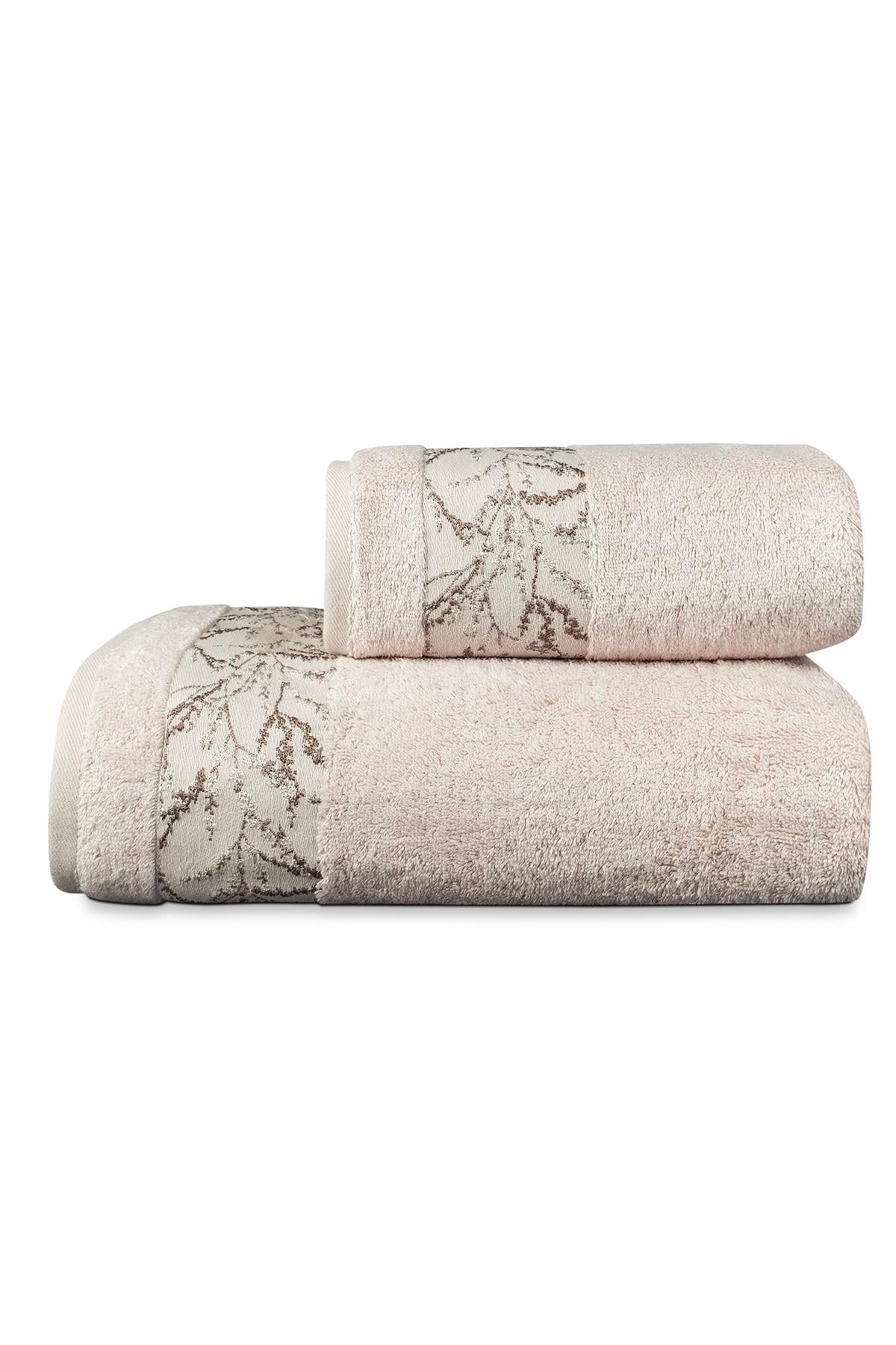 Milena Bambu 2'Li Banyo Havlu Seti (50*90+70*140) - Pudra