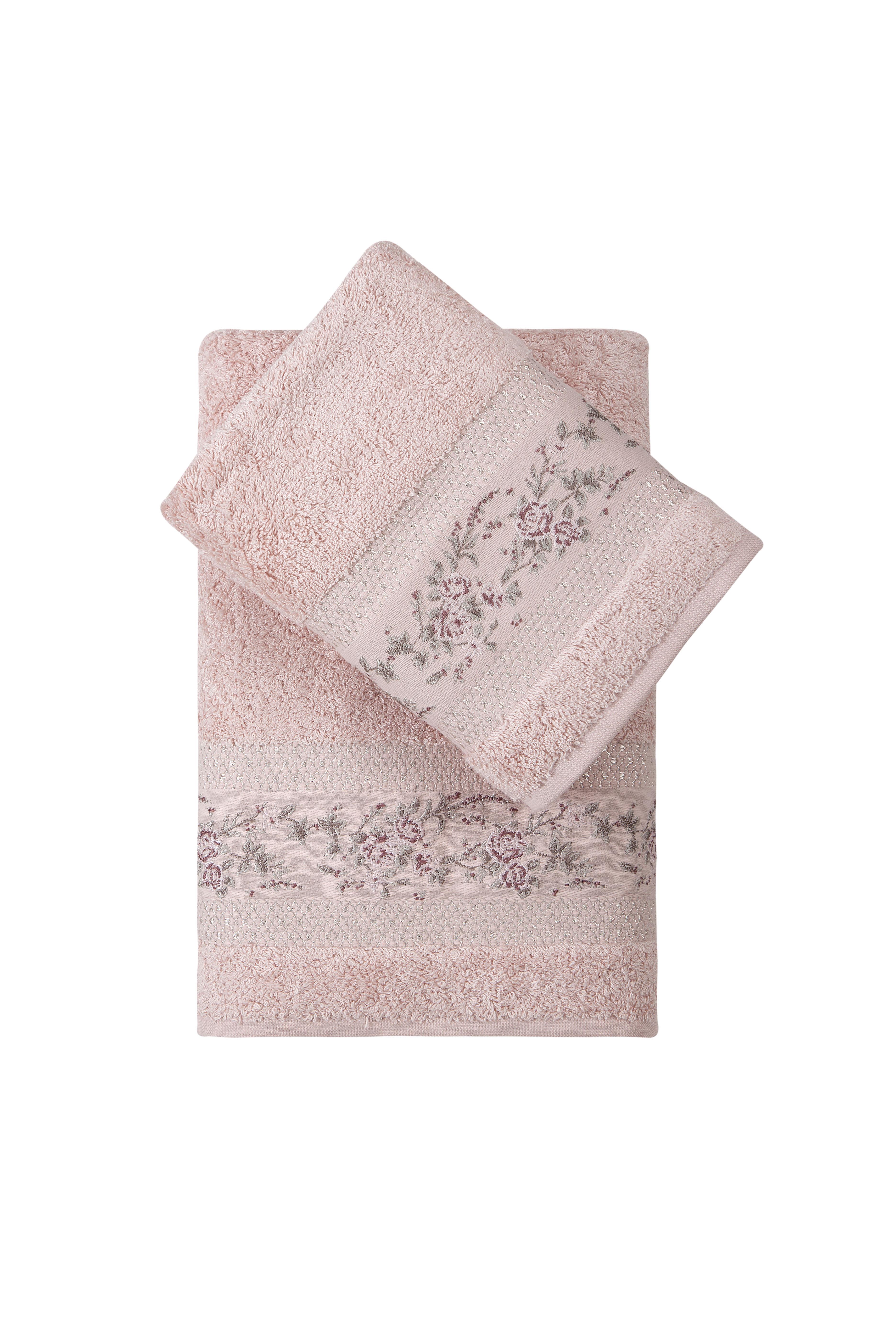 Rönesans Bambu 2'Li Banyo Havlu Seti (50*90+70*140) - Pudra