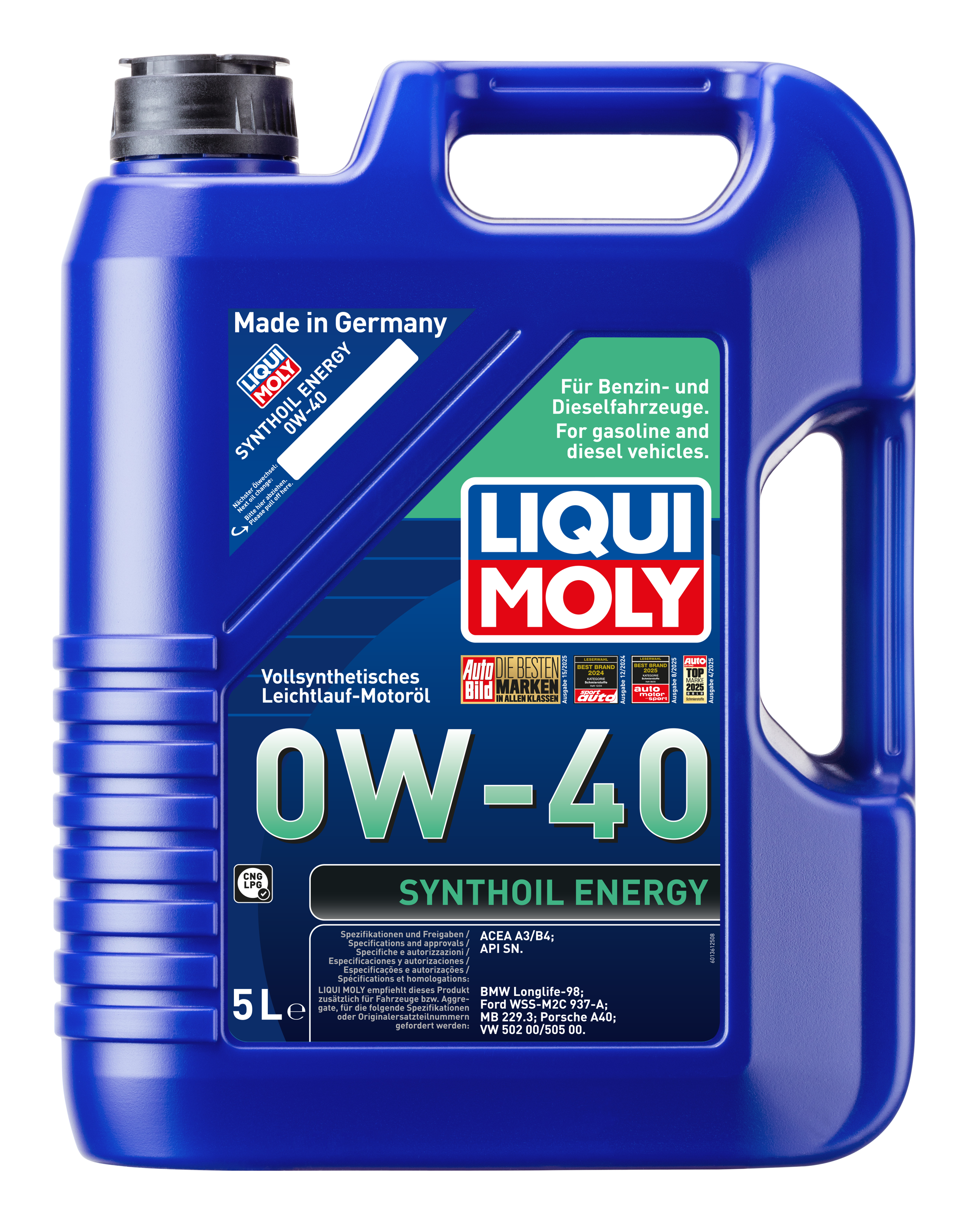 LIQUI MOLY 0W40 Synthoil Energy Tam Sentetik Motor Yağı 5 Litre (9515)