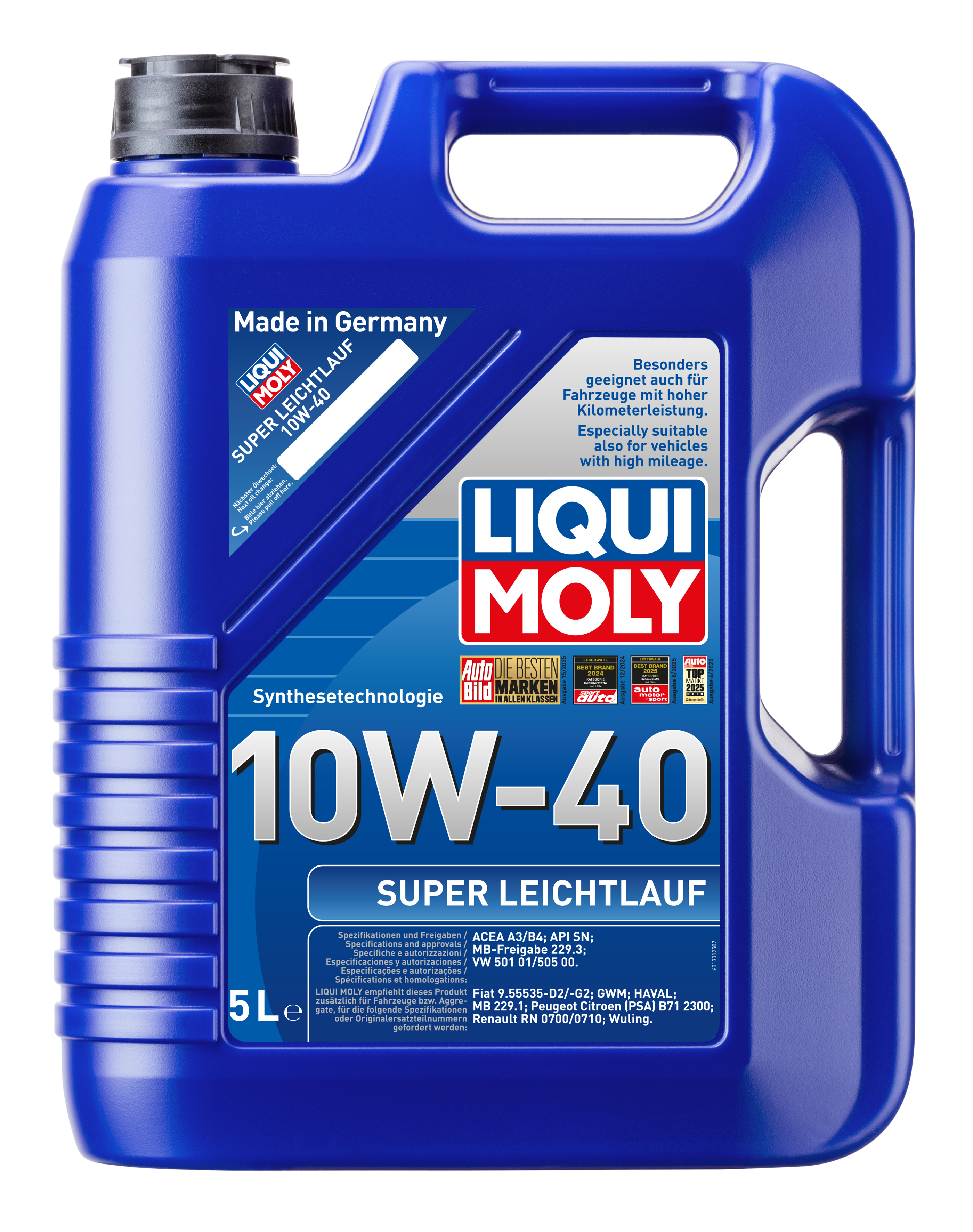 LIQUI MOLY 10W40 Motor Yağı Süper Sentetik  SUPER LEICHTLAUF 5 Litre  (9505)