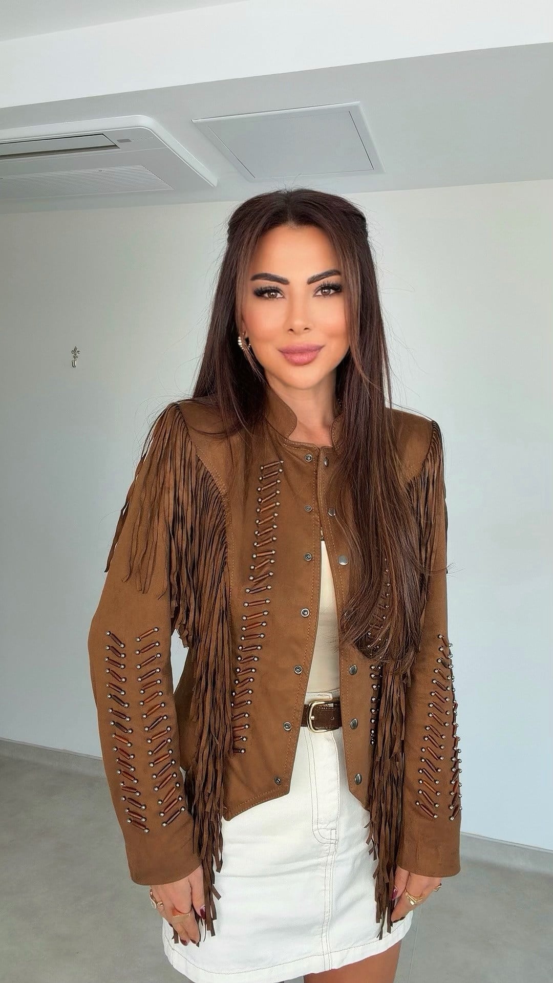 Arina Nubuk Püsküllü Kadın Ceket