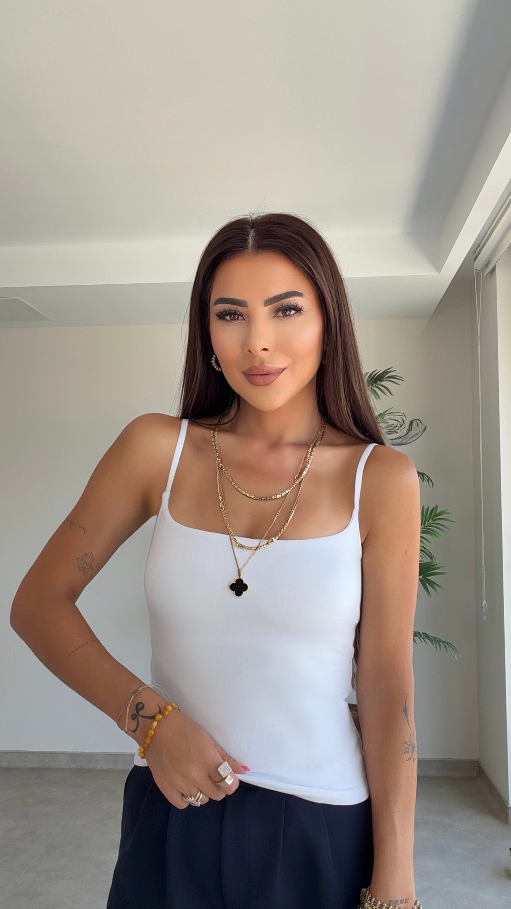 Dinne Kadın Askılı Bra Beyaz Atlet Bluz