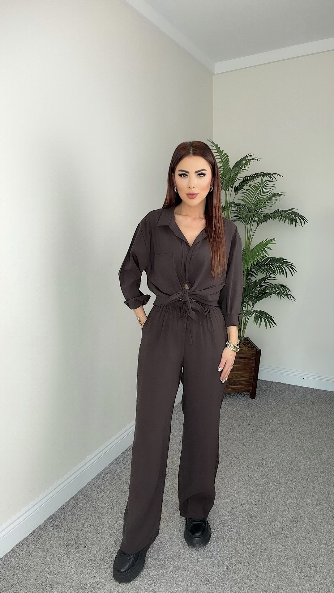 Evgi Kadın Palazzo Acı Kahve Pantolon