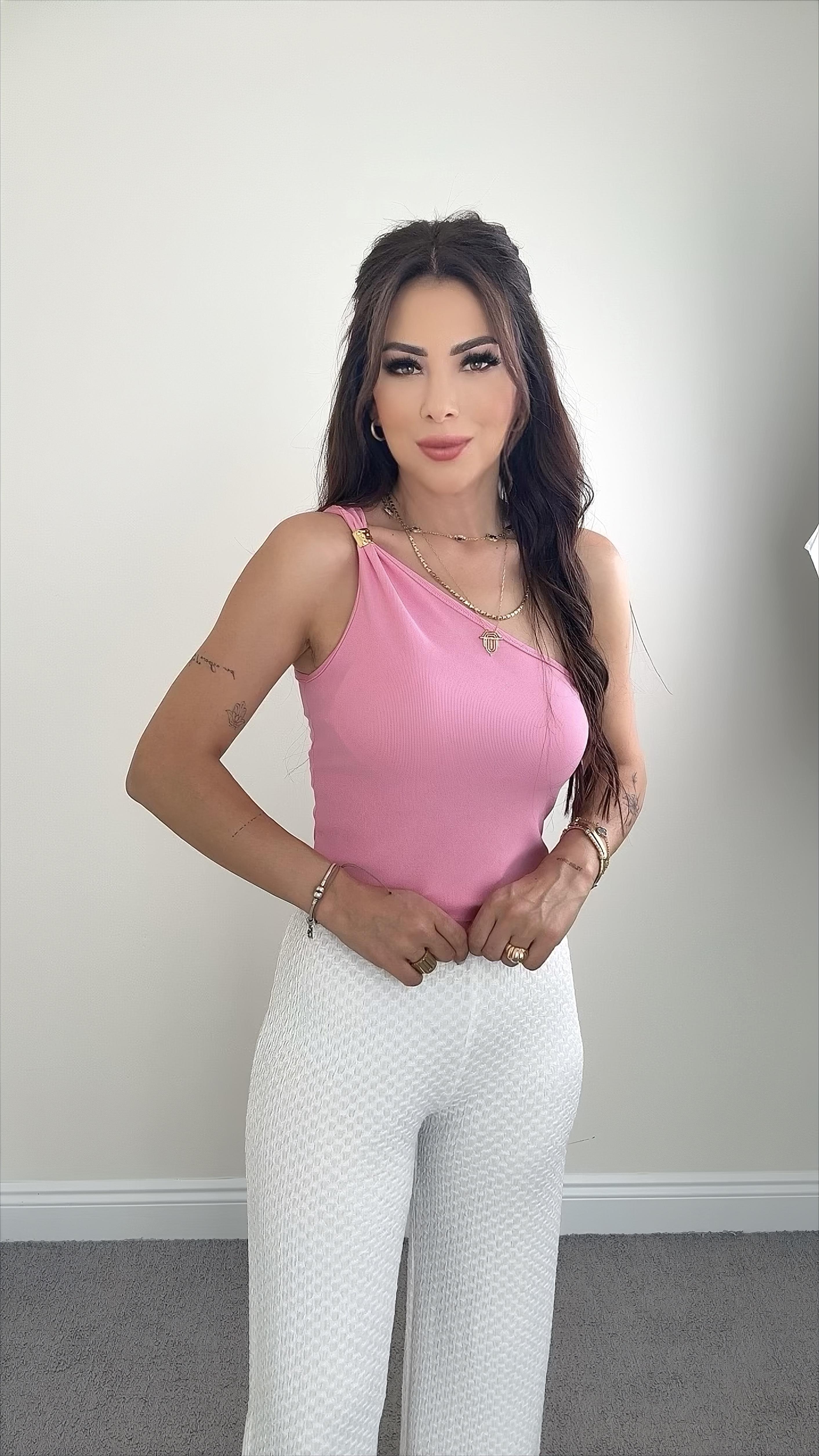 Jisoo Kadın Yüksek Bel Bubble Beyaz Pantolon