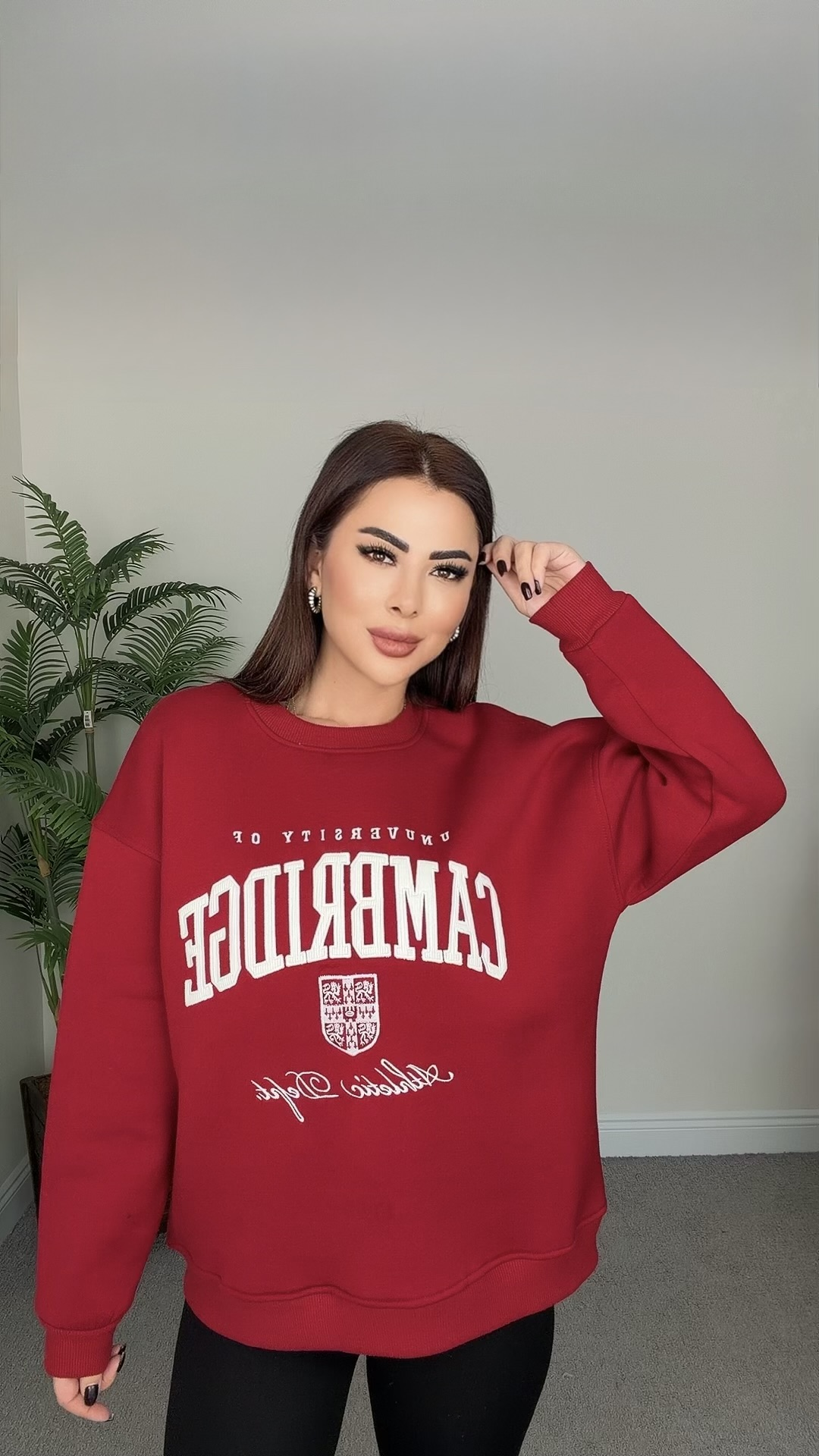 Kahen Kadın Yazı Detaylı Bordo Sweat