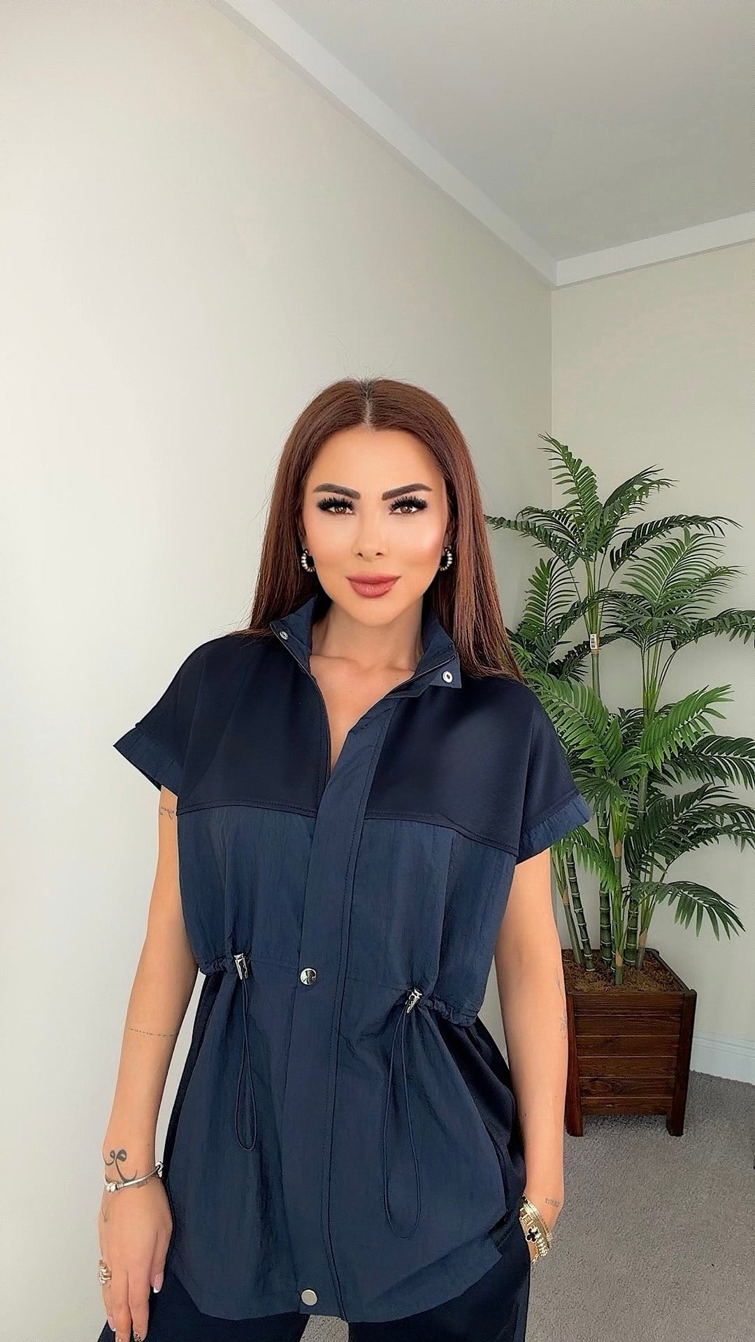 Lumo Kadın Paraşüt Detaylı Lacivert Takım