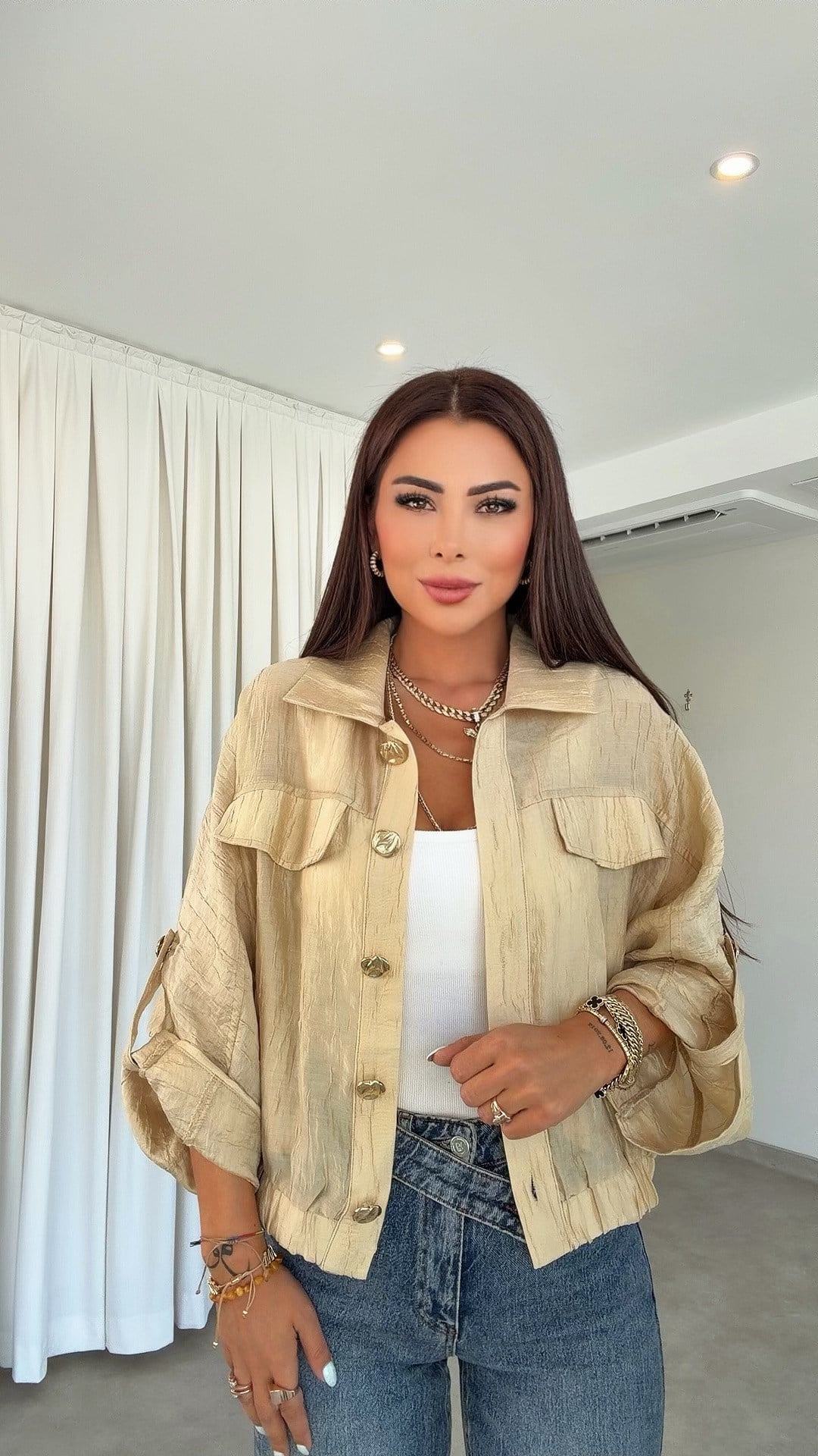 Maly Kadın Bomber Krem Rengi Ceket