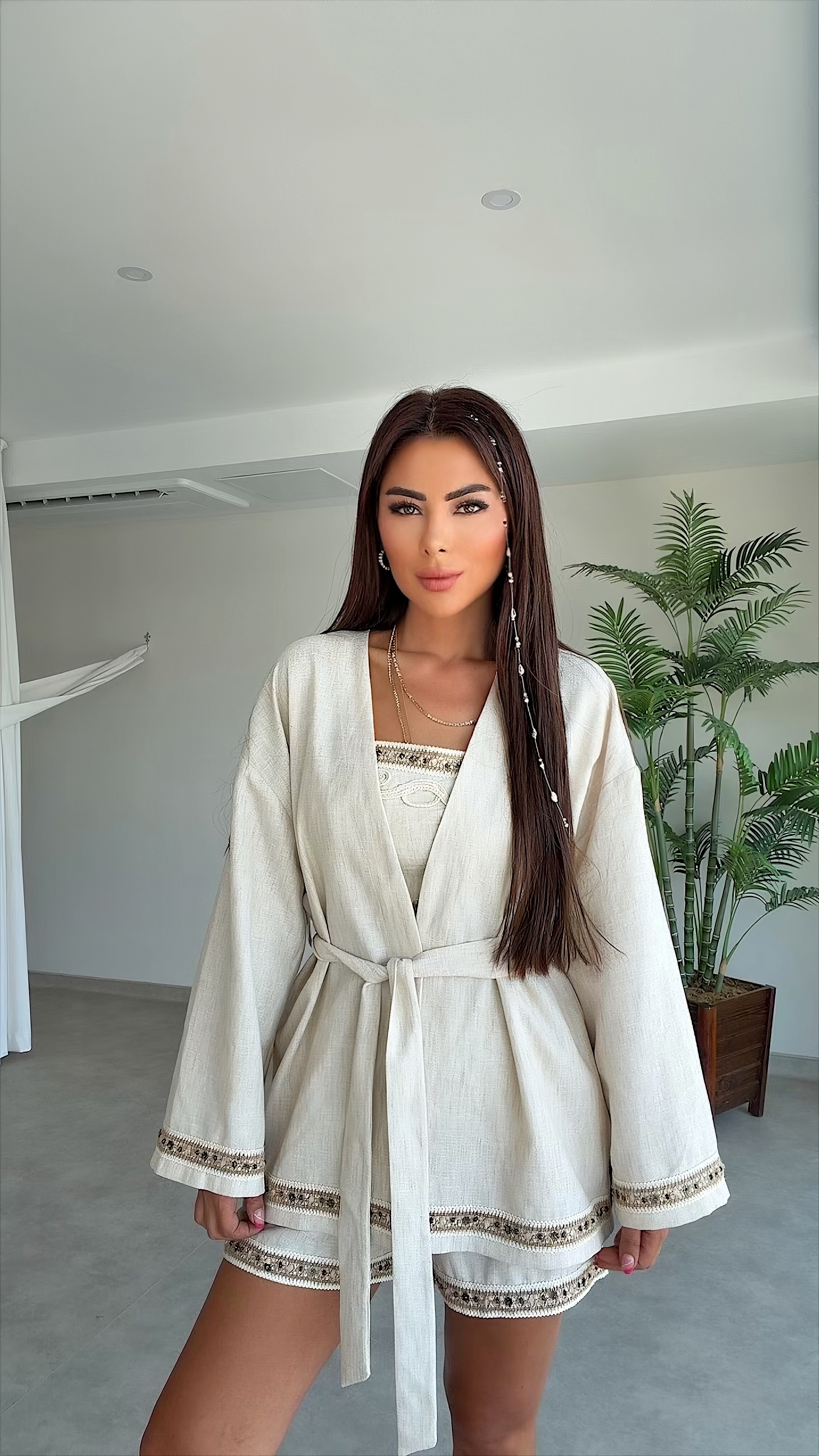 Omnid Kadın Nakış Detaylı Kimono