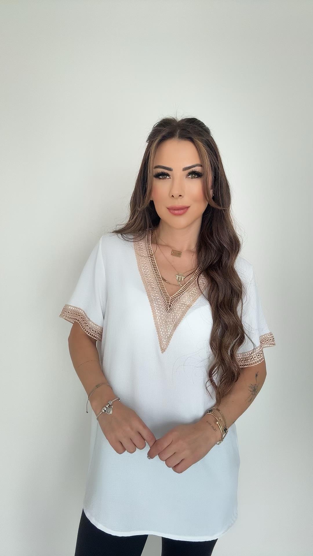 Pasha Kadın Beyaz Dantel Detaylı T-shirt