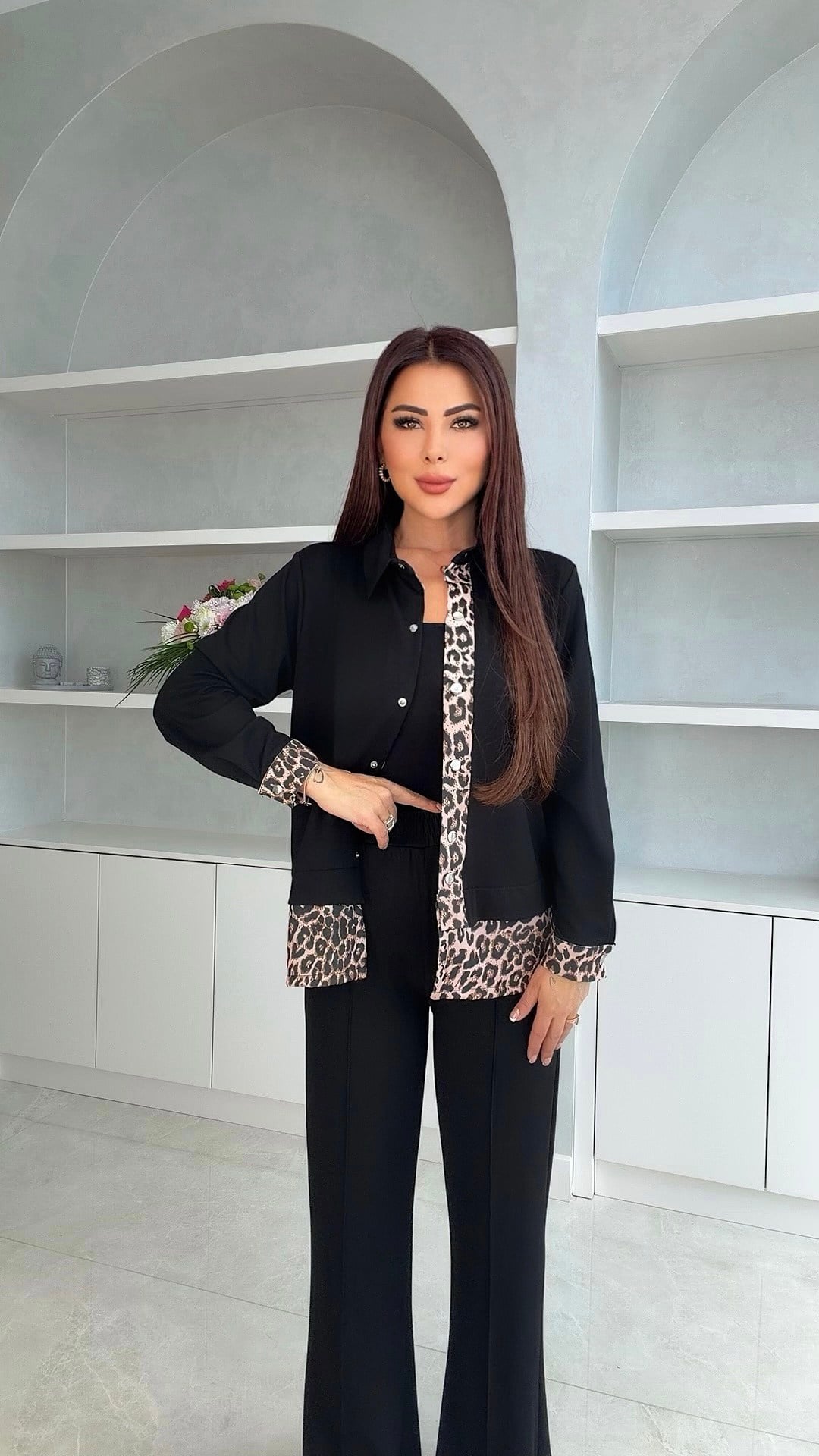 Yuna Leopar Detaylı Kadın Takım