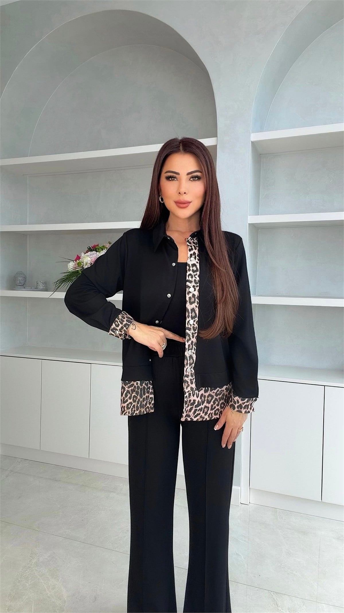 Yuna Leopar Detaylı Kadın Takım
