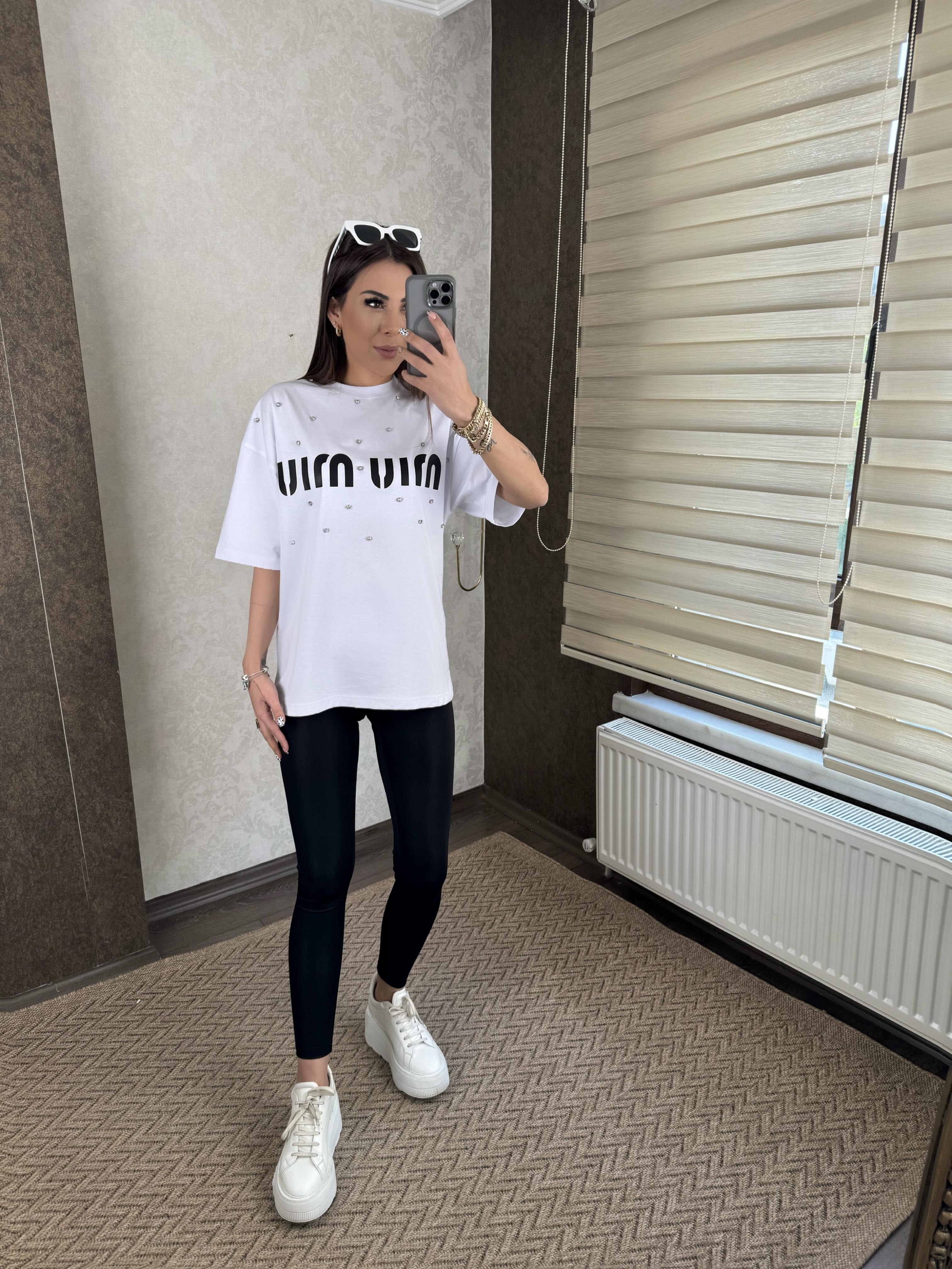 Alvin Kadın Beyaz Taş Detaylı T-shirt