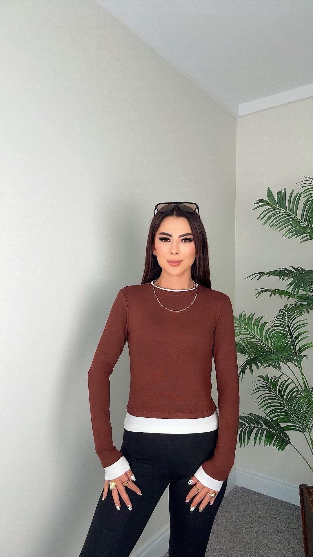 Archi Kadın Basic Kahverengi Bluz