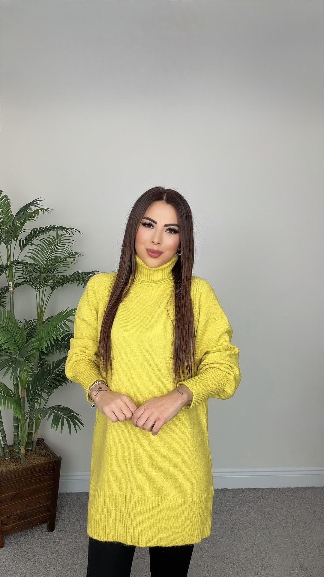Cumbe Kadın Boğazlı Fıstık Yeşili Tunik Triko