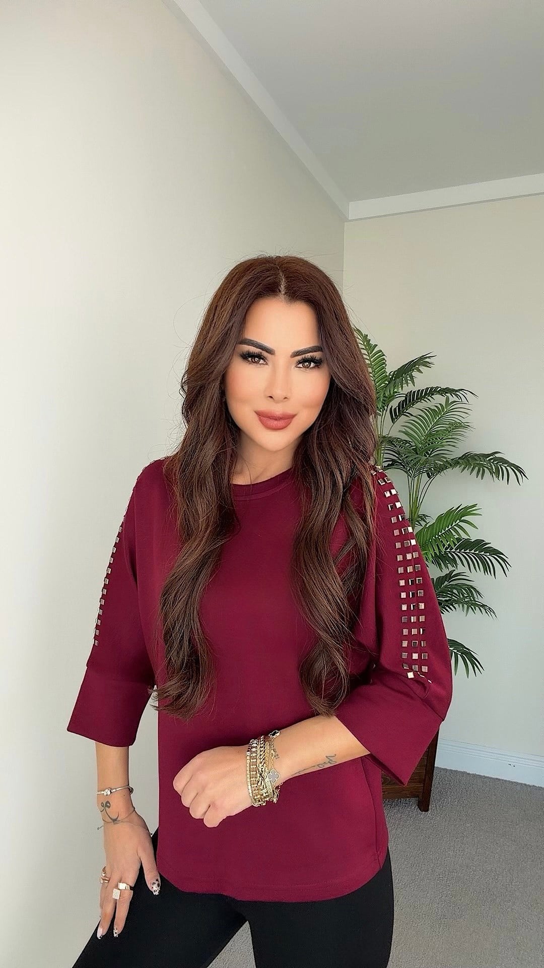 Darcy Kadın Kol Detaylı Modal Bordo Bluz