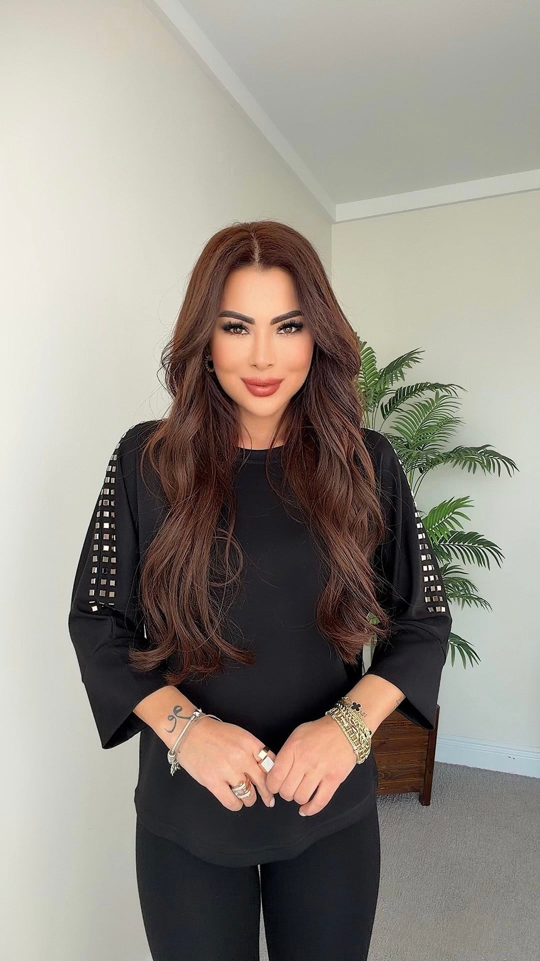 Darcy Kadın Kol Detaylı Modal Siyah Bluz