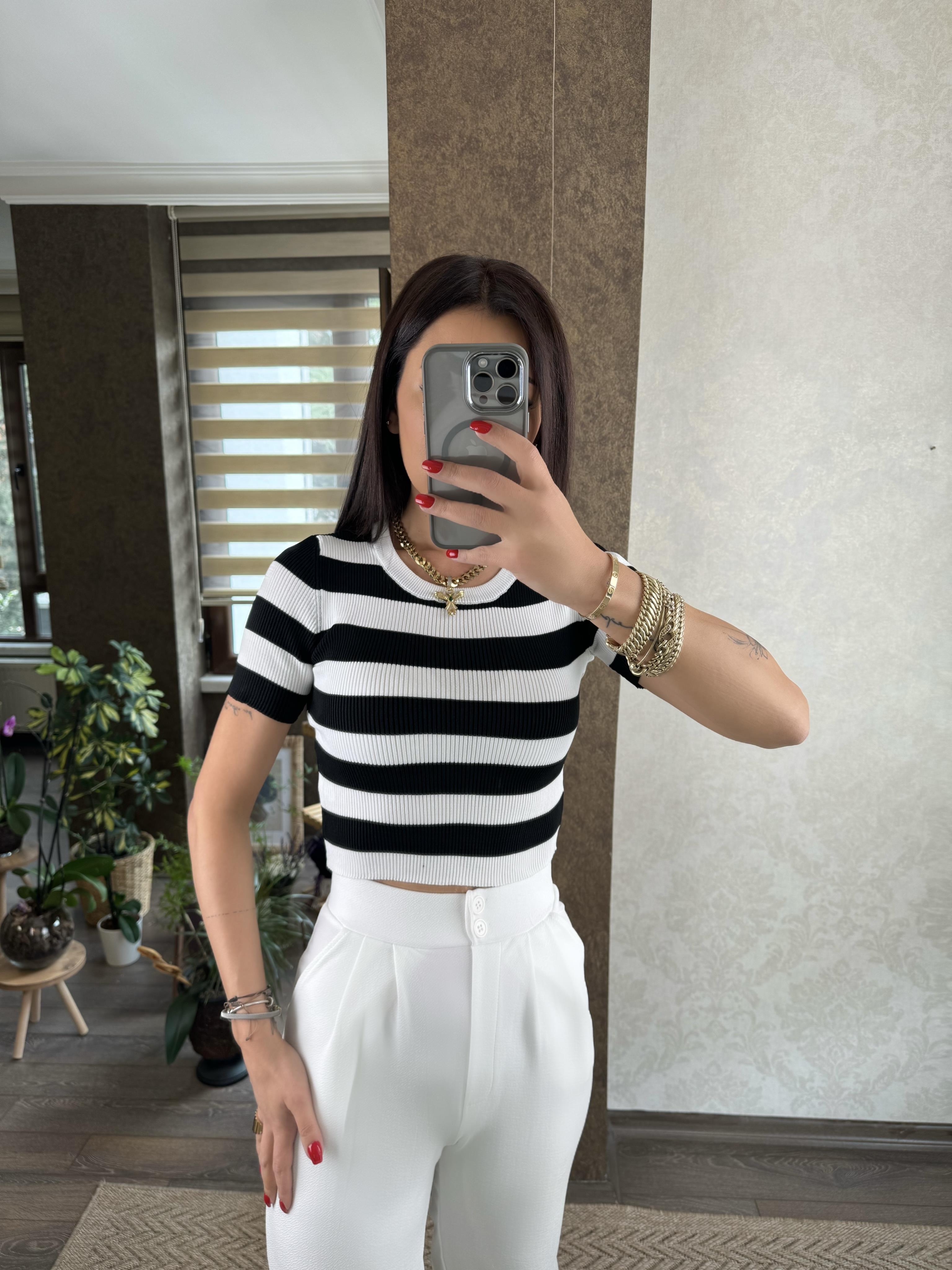 Dezay Kadın Çizgili  Crop