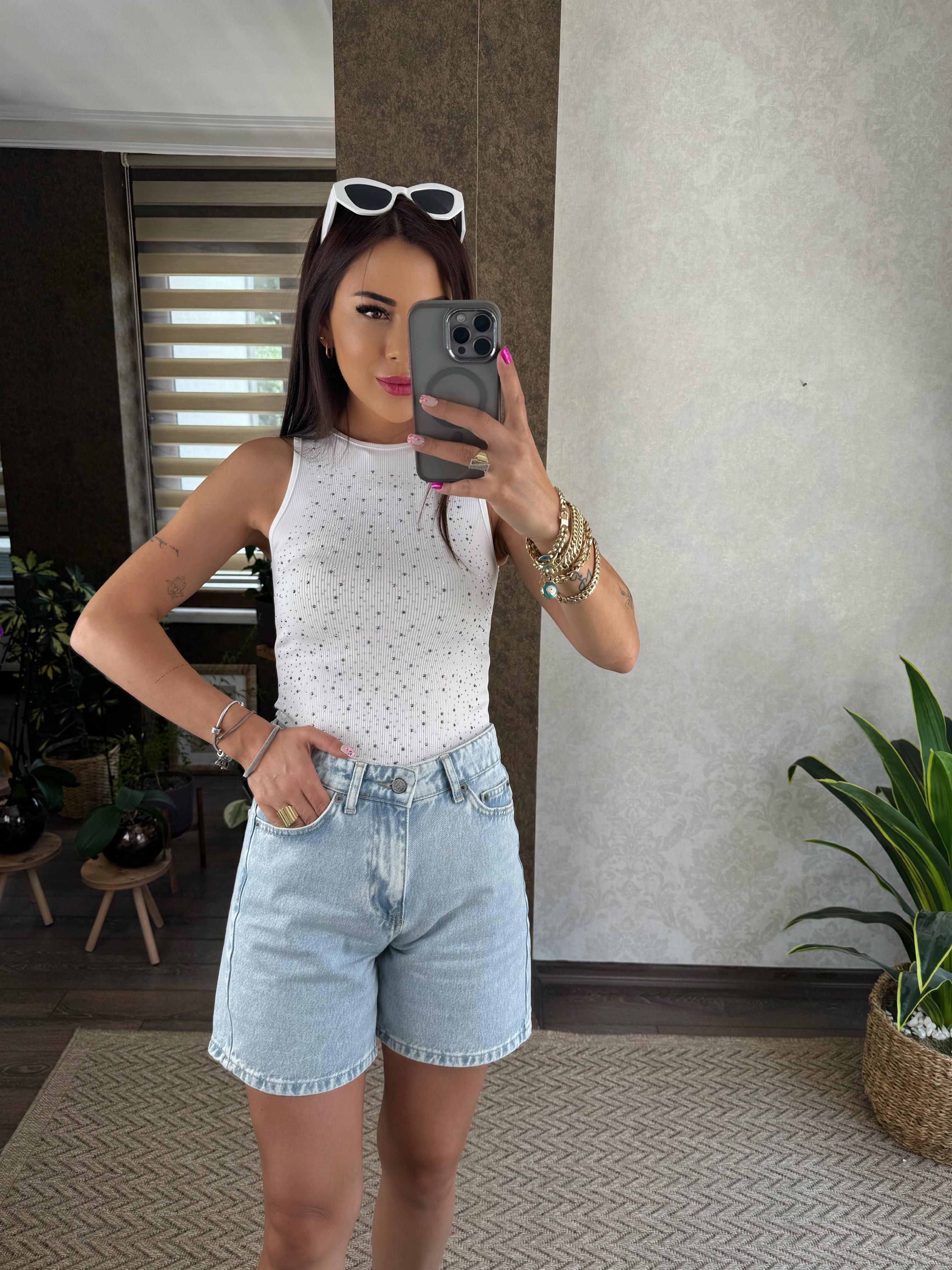 Donna Kadın Kar Yıkama Mom Jean Şort