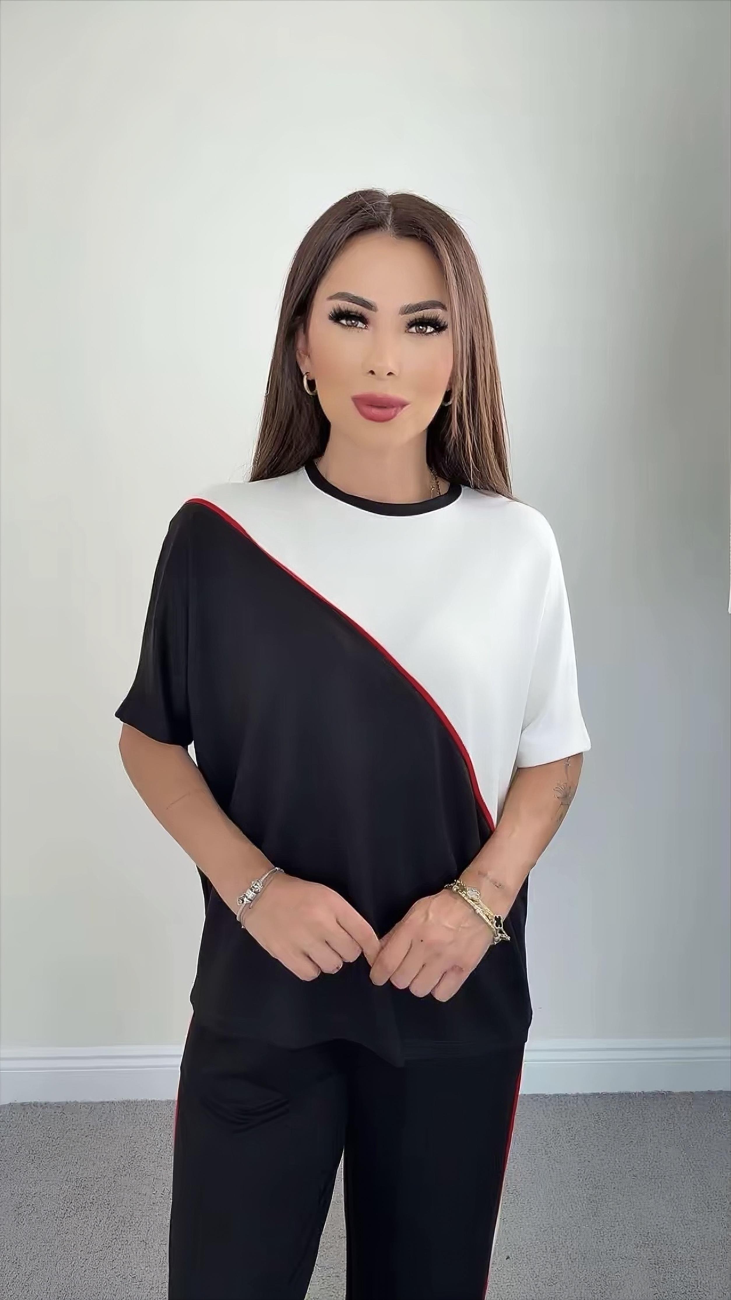 Elit Kadın Ara Biyeli Siyah Beyaz İkili Takım