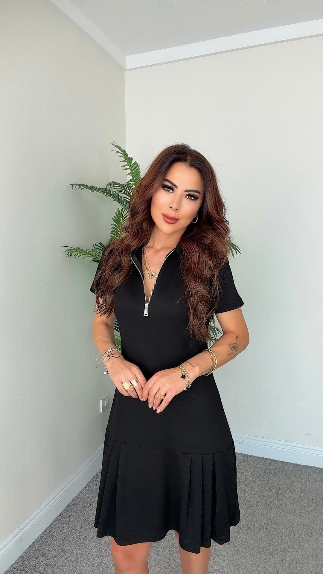 Erba Kadın Fermuar Detaylı Siyah Elbise