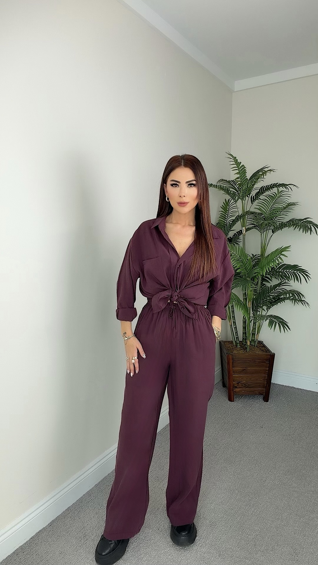 Evgi Kadın Palazzo Mürdüm Pantolon