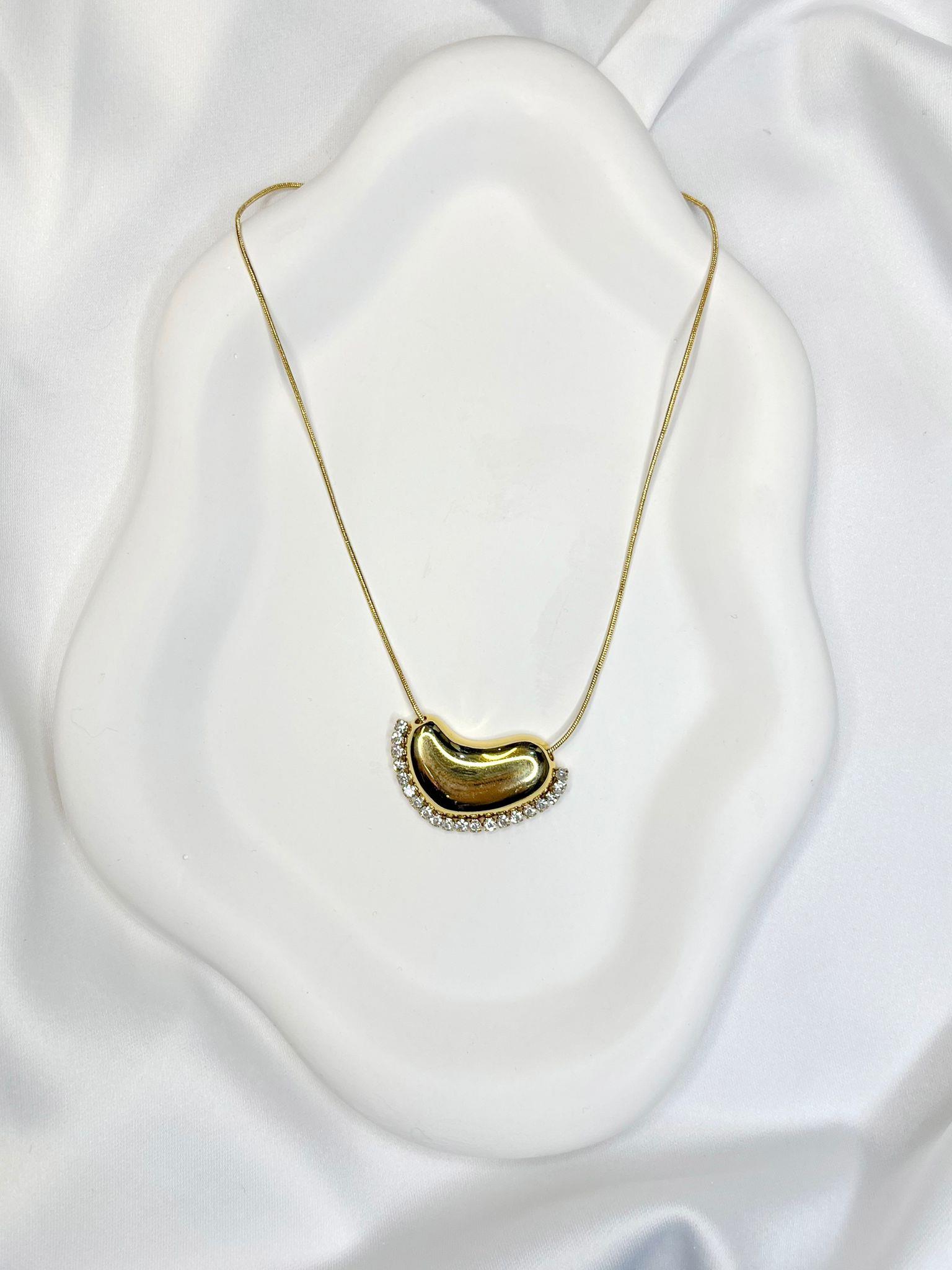 Gold Mini Taş Detaylı Çelik Kolye