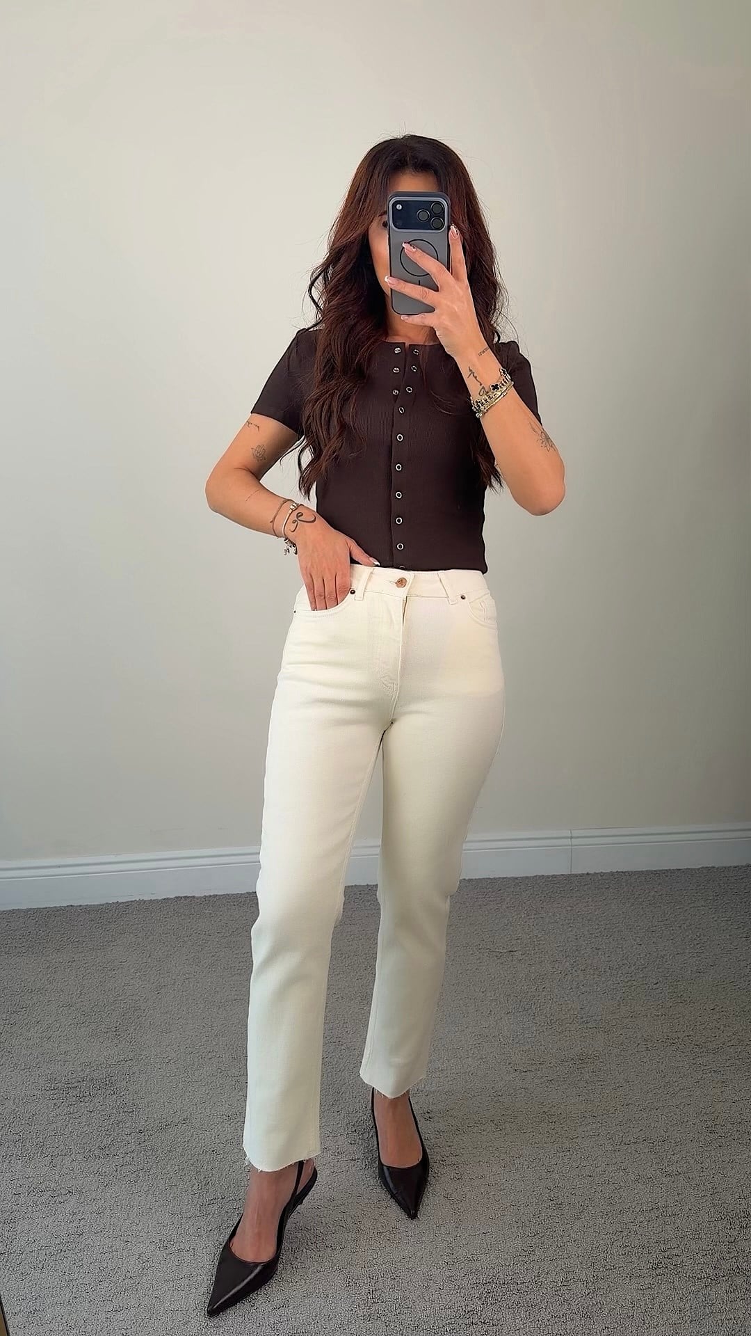 Jumni Kadın Yüksek Bel Bej Jean 