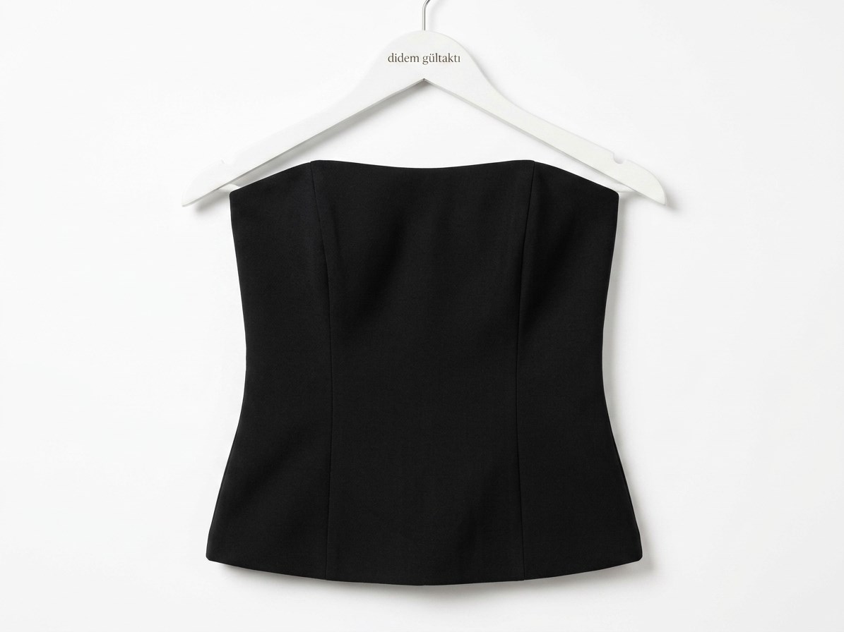 Larevia Beli Çan Basic Kadın Staplez Siyah Top