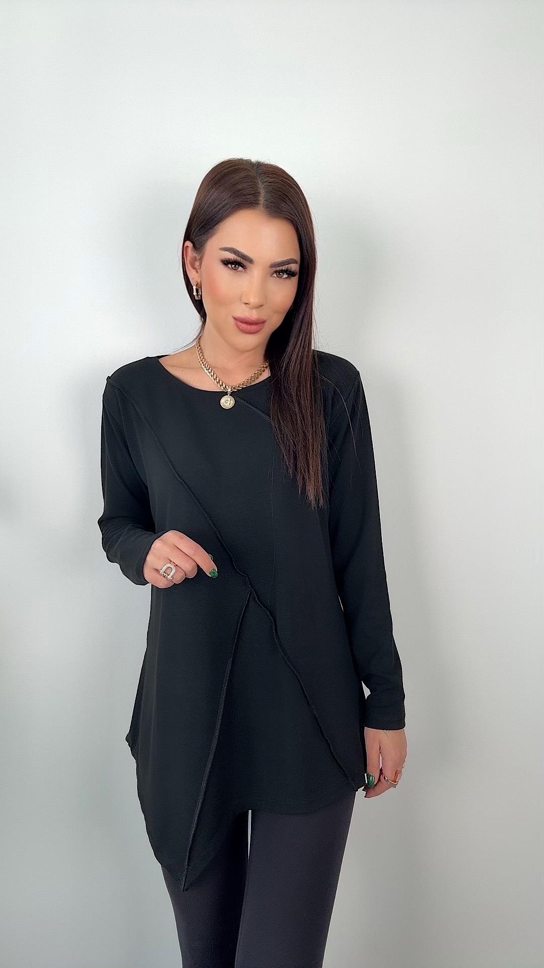 Magnolia Kadın Ovarlok Süs Detaylı Asimetrik Bluz