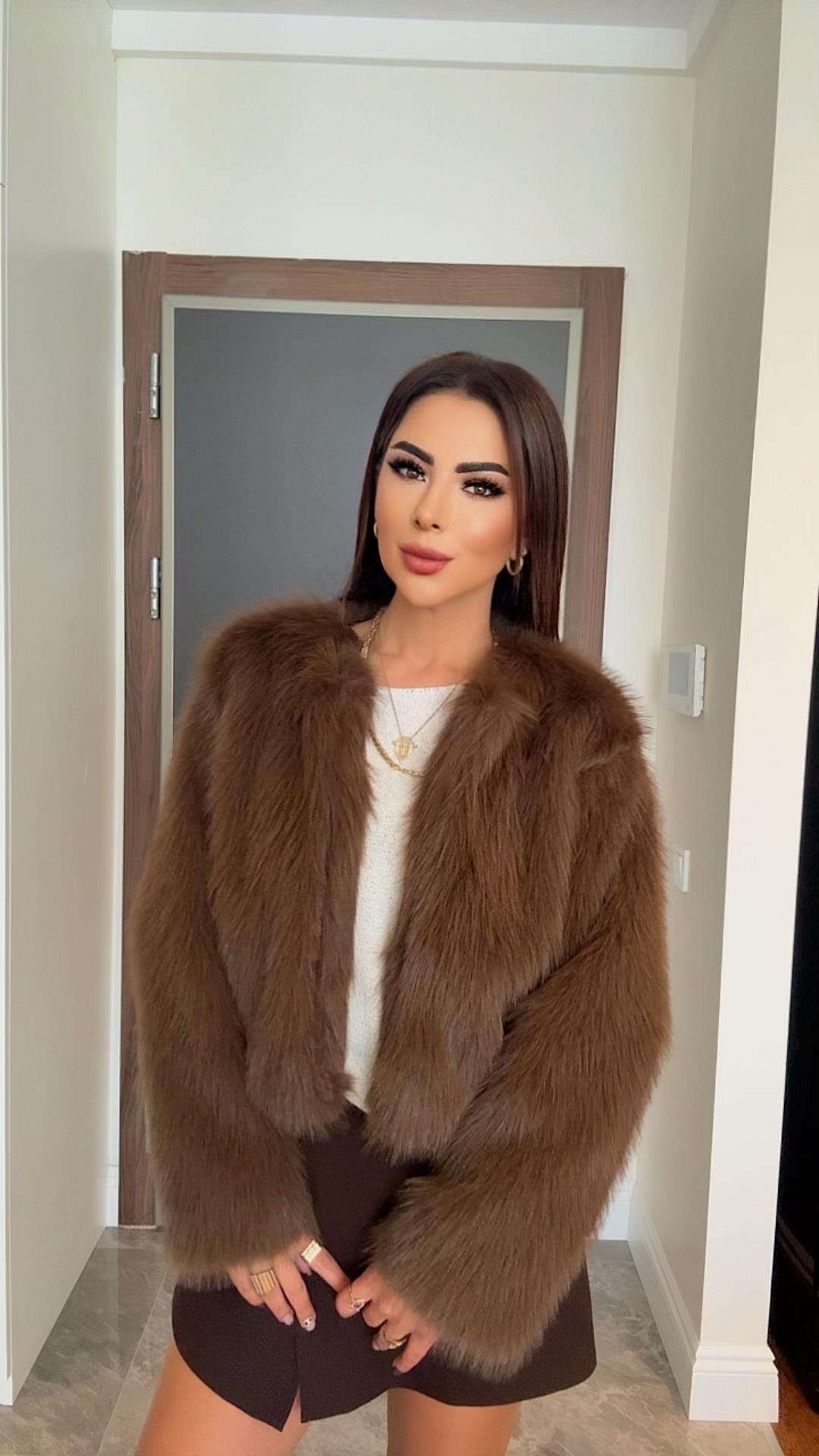 Mia Kadın Acı Kahve Suni Kısa Kürk