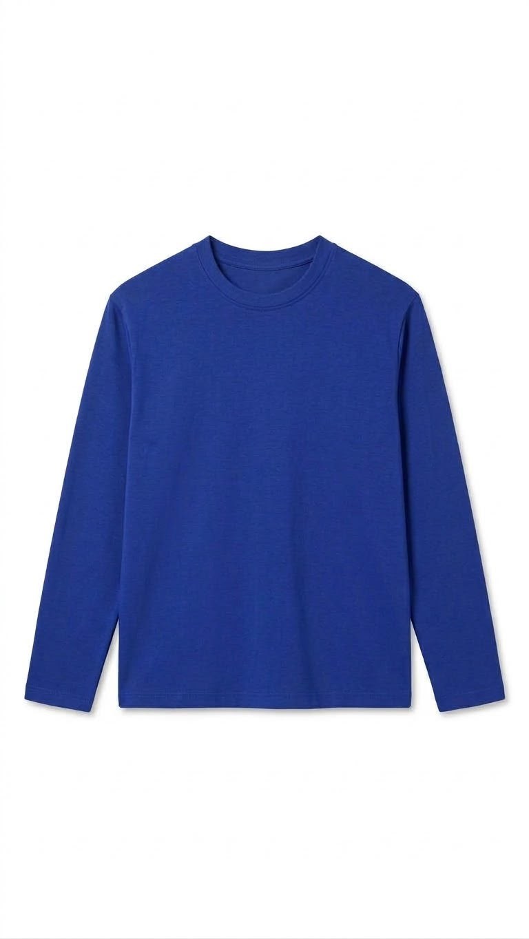 Neylix Yuvarlak Yaka Uzun Kollu Kadın Mavi Basic Sweat