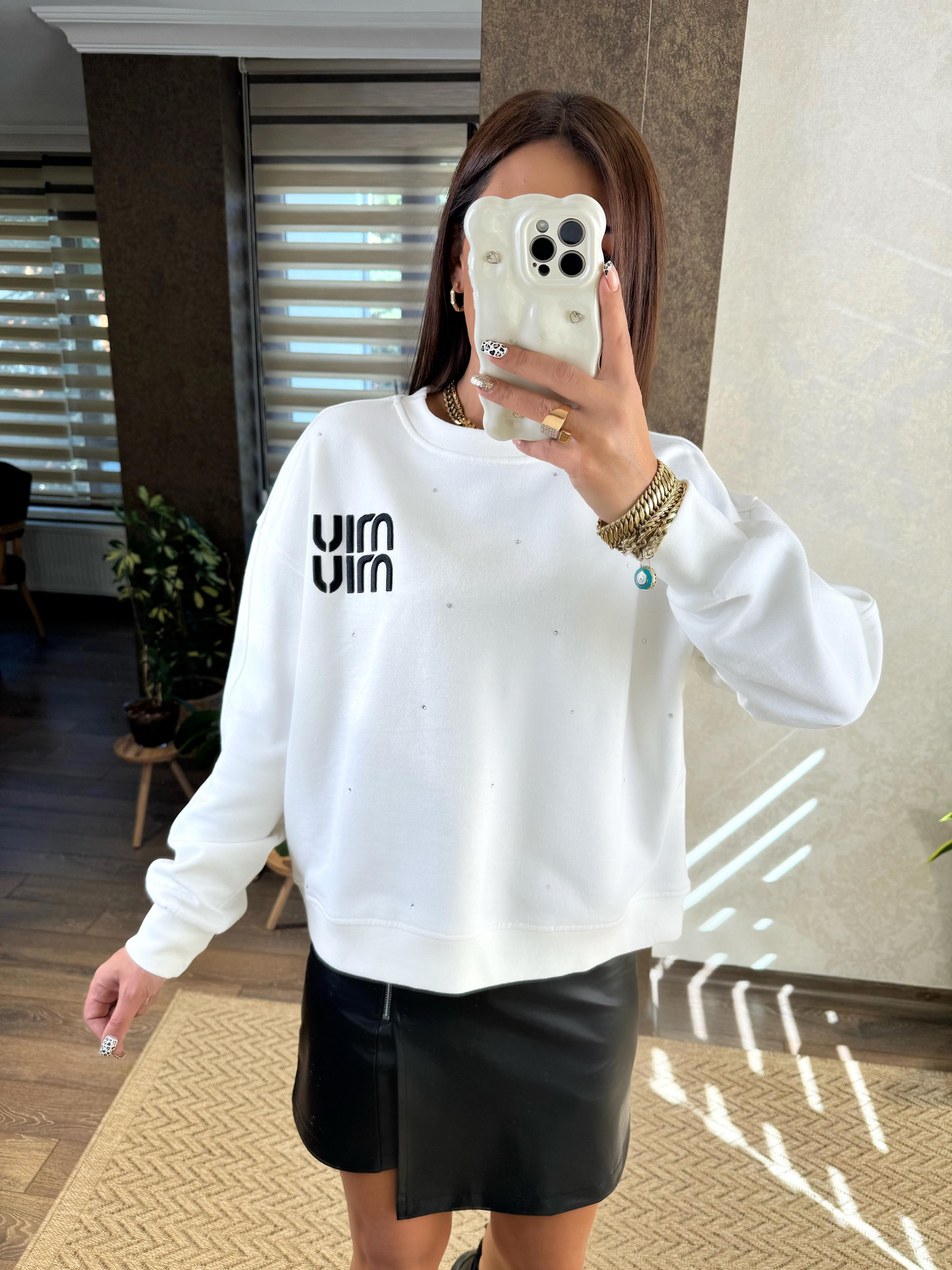 Orj Marka Beyaz Taş Detaylı Sweat